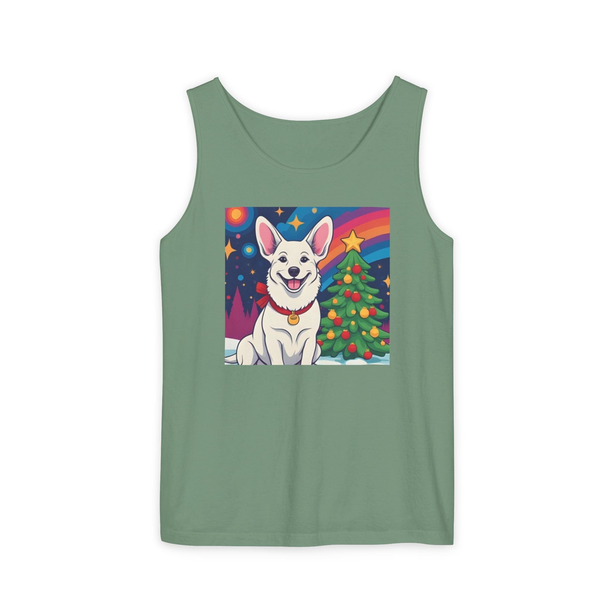 White Corgi Holiday Unisex Tank Top