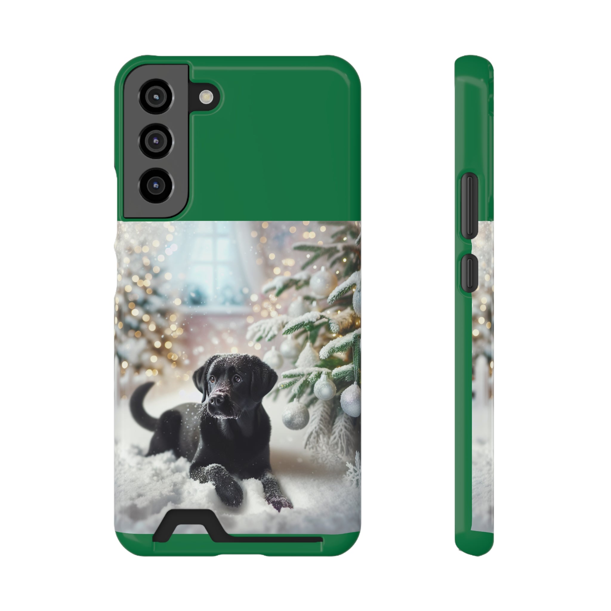 Black Lab Holiday Phone Case with Card Holder