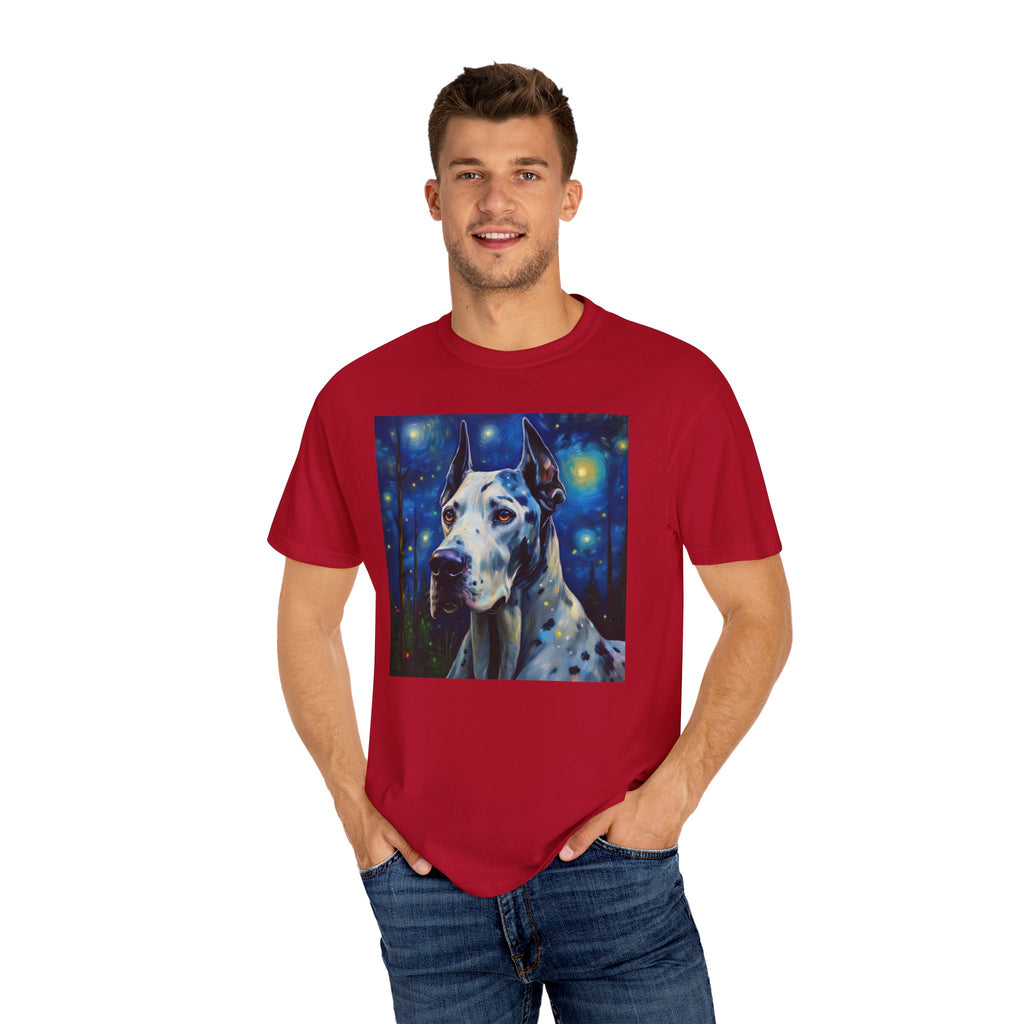 Great Dane Stary Night Unisex Garment-Dyed T-shirt