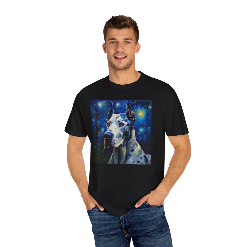 Great Dane Stary Night Unisex Garment-Dyed T-shirt