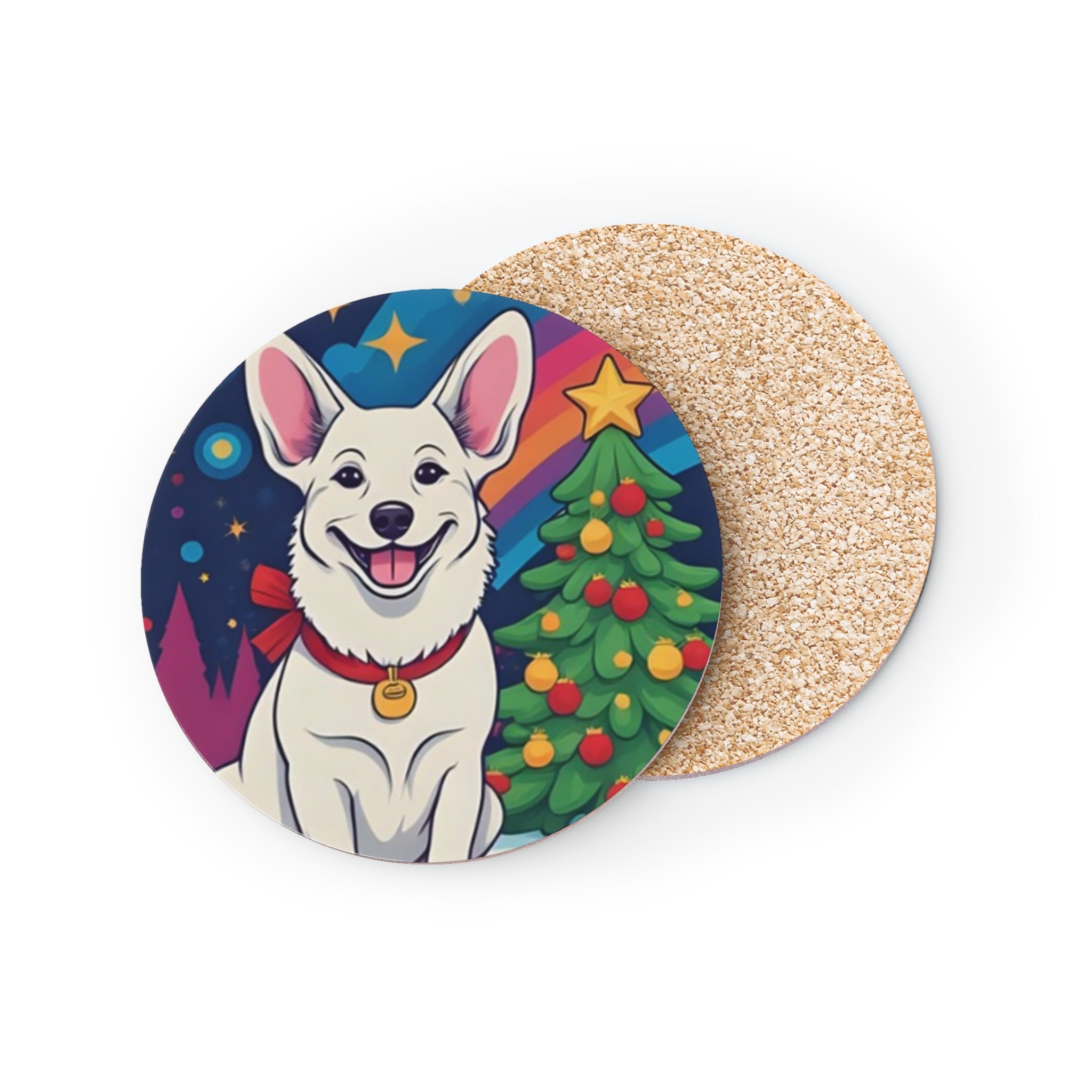 White Corgi Holiday Coasters