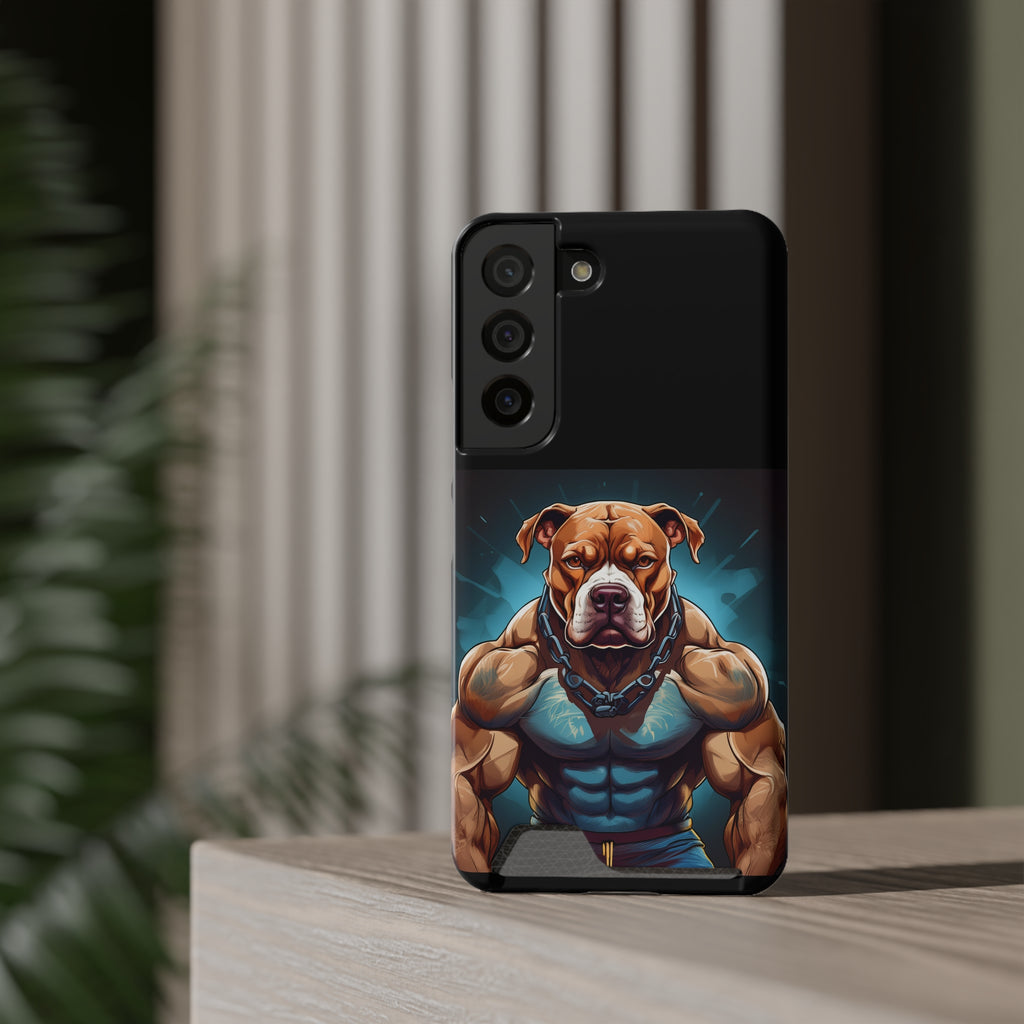 Pitbull Body Builder Phone Case with Card Holder