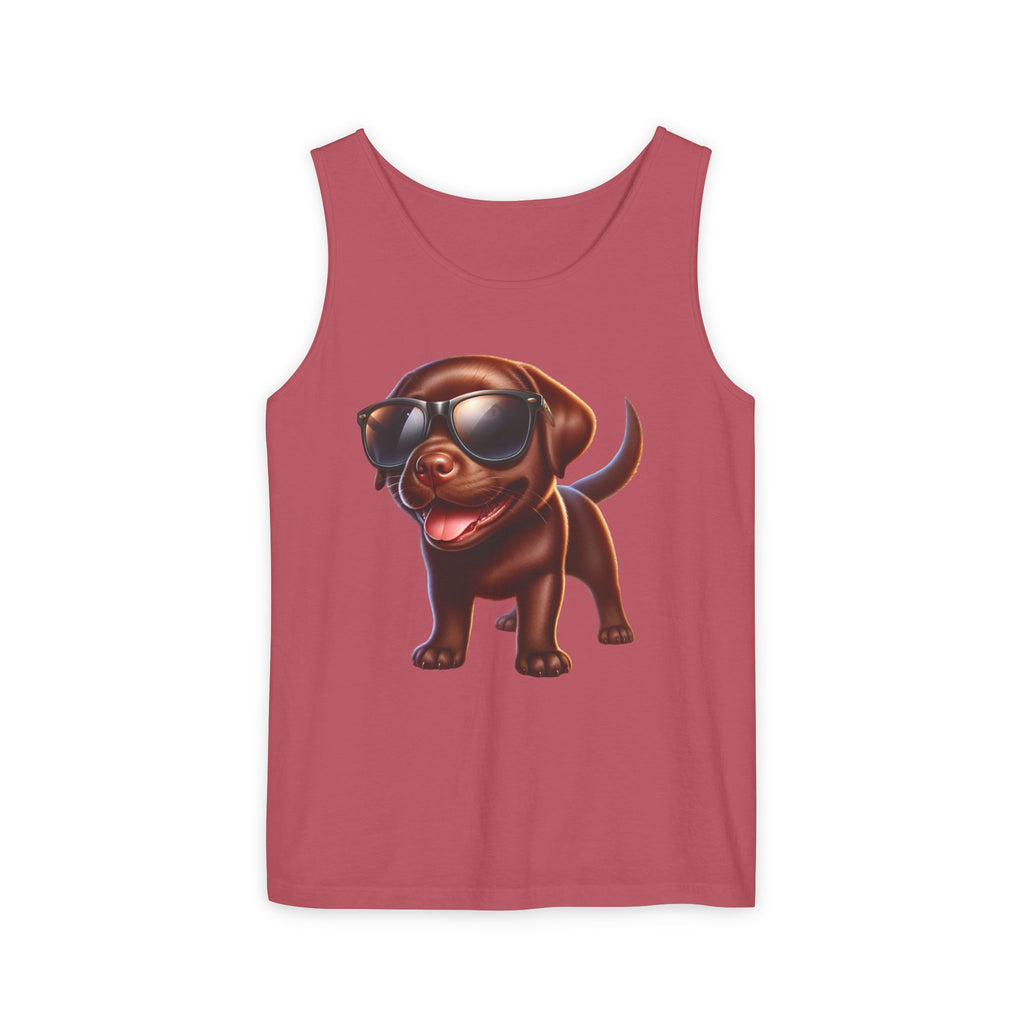 Chocolate Lab w/ sunglasses Unisex Tank Top