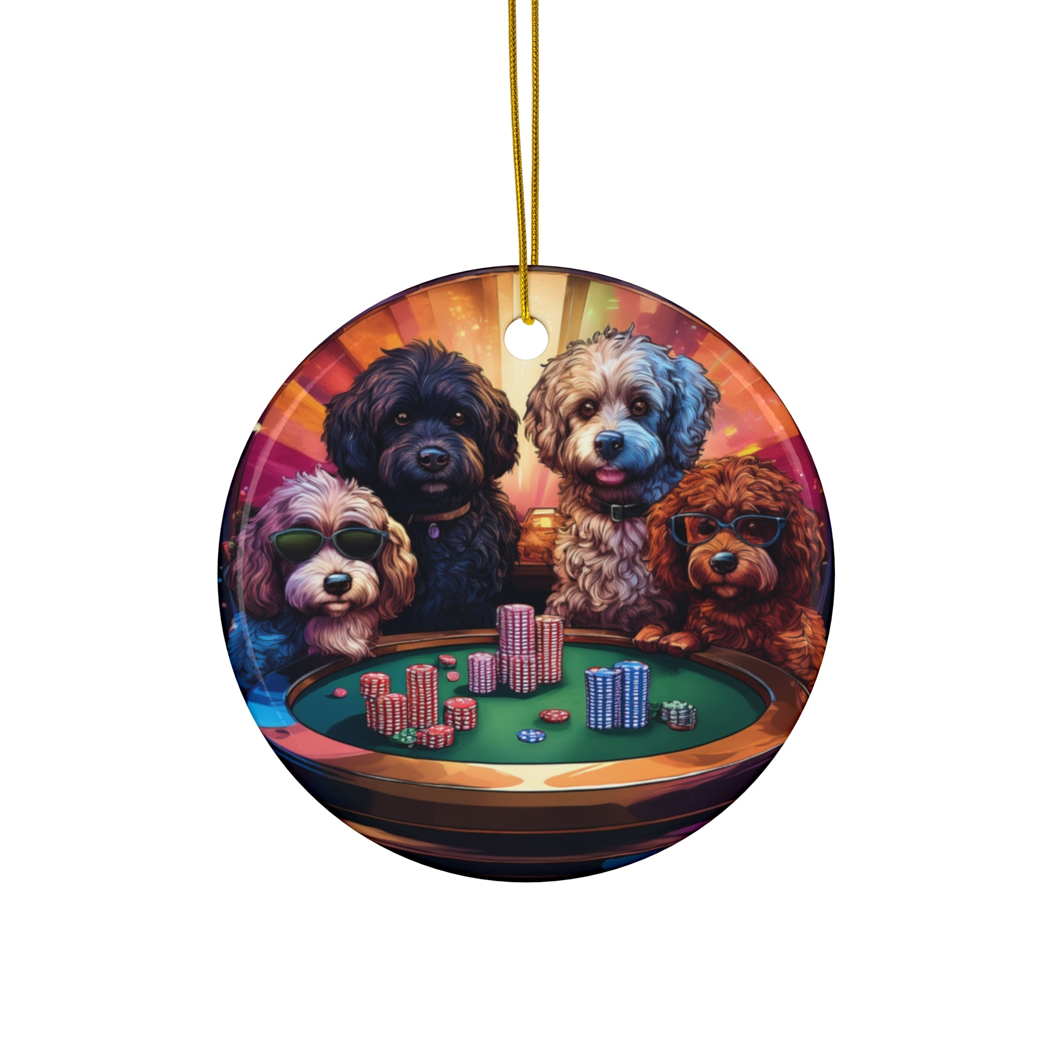 Doodle Poker Game Ceramic Ornament