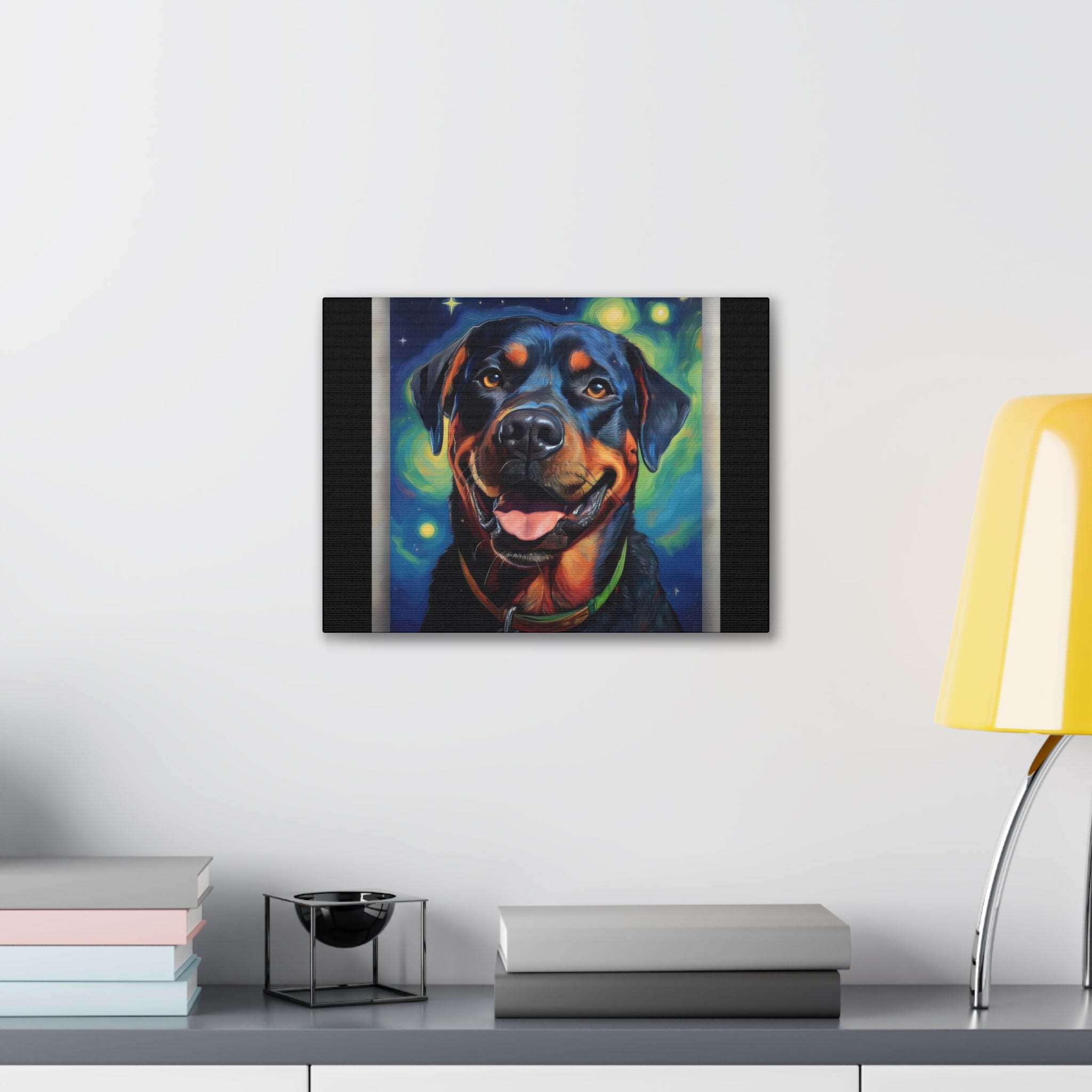 Rottweiler Stary Night Canvas Painting