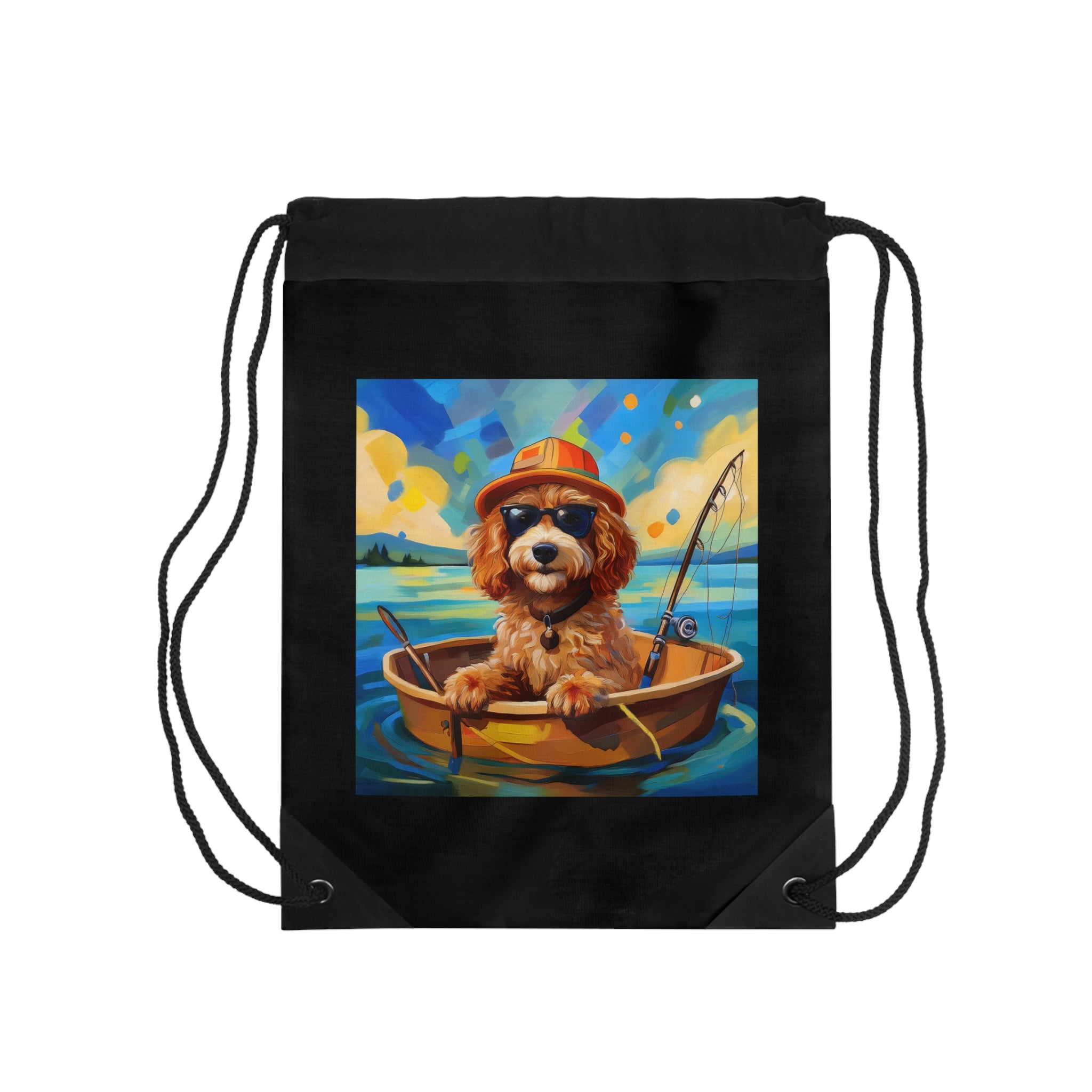 Doodle Fishing Drawstring Bag