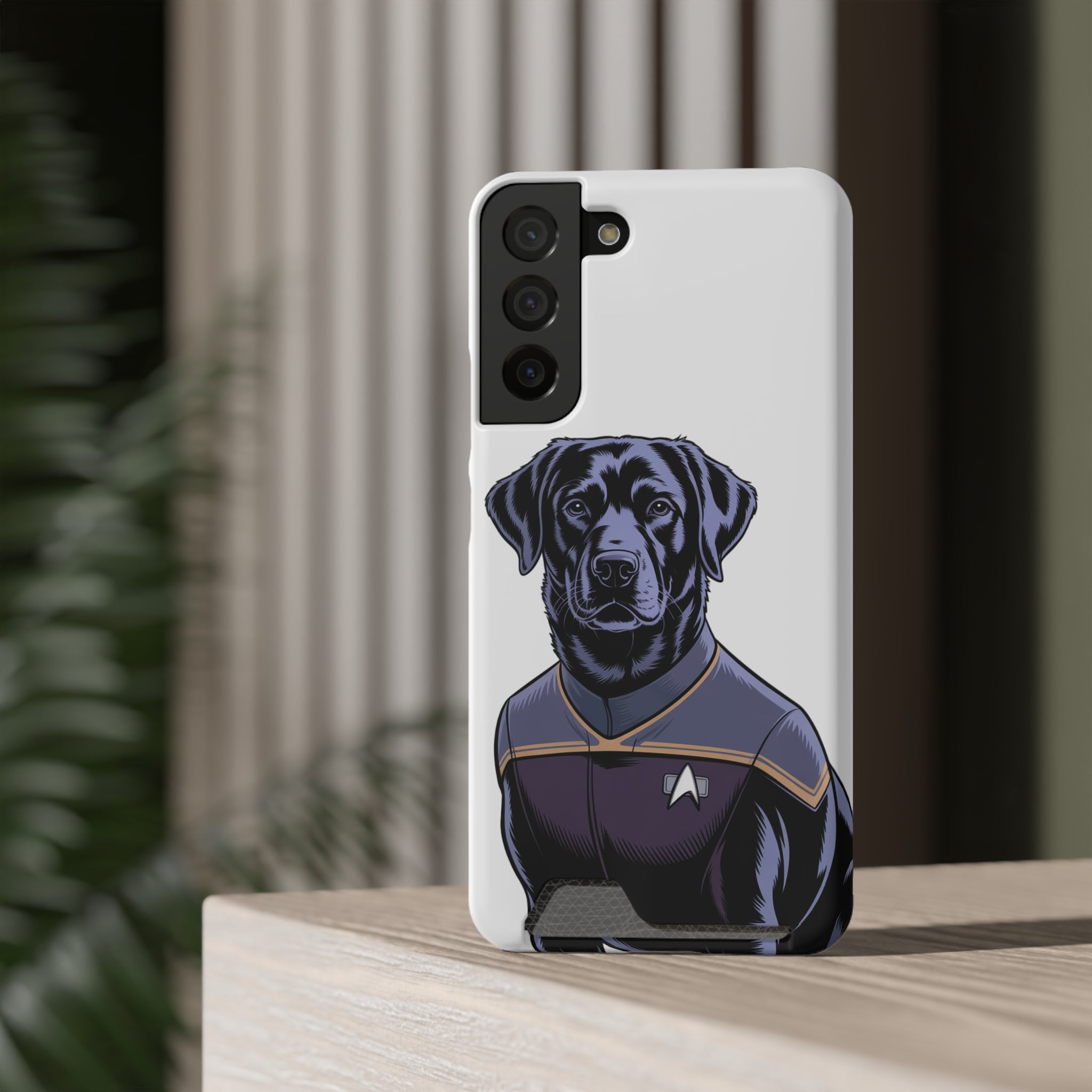 Black Lab Dog-Fleet Phone Case with Card Holder