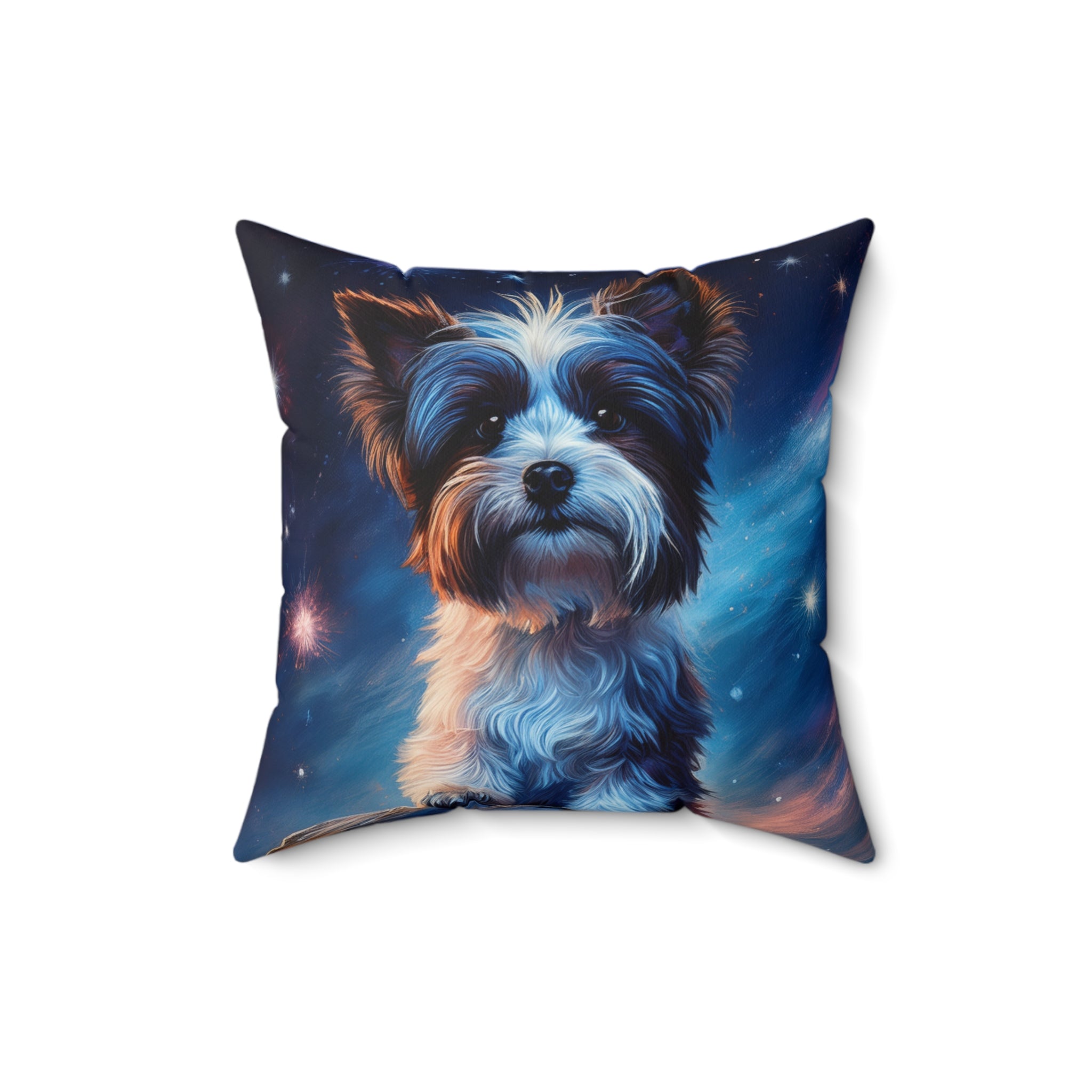 Biewer Terrier Stary Night Polyester Square Pillow
