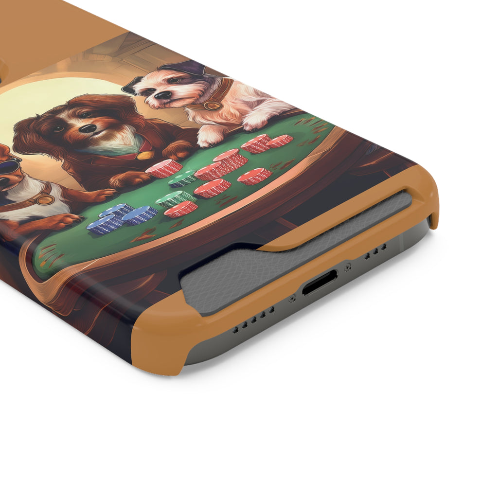 Puppy Poker Phone Case with Card Holder