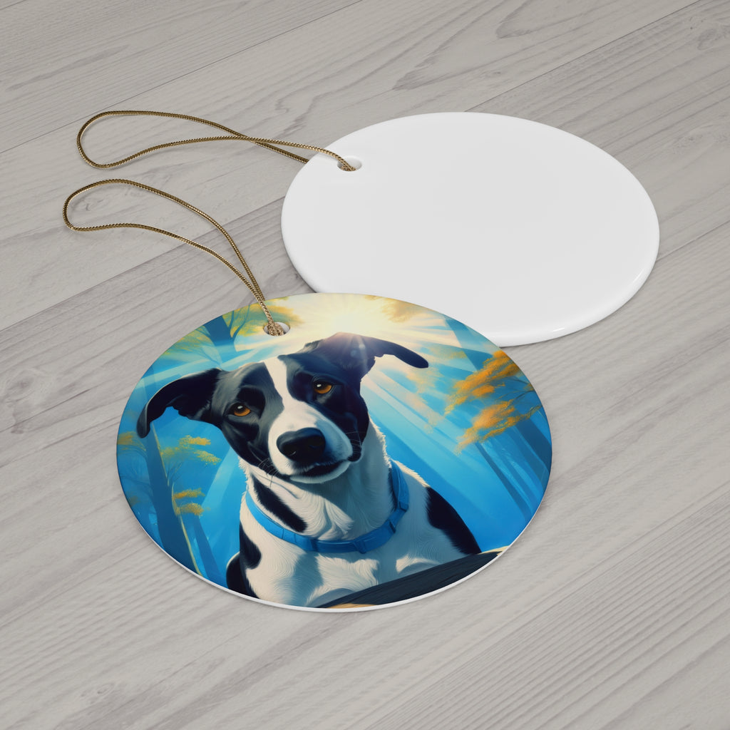 Coonhound forest Ceramic Ornament