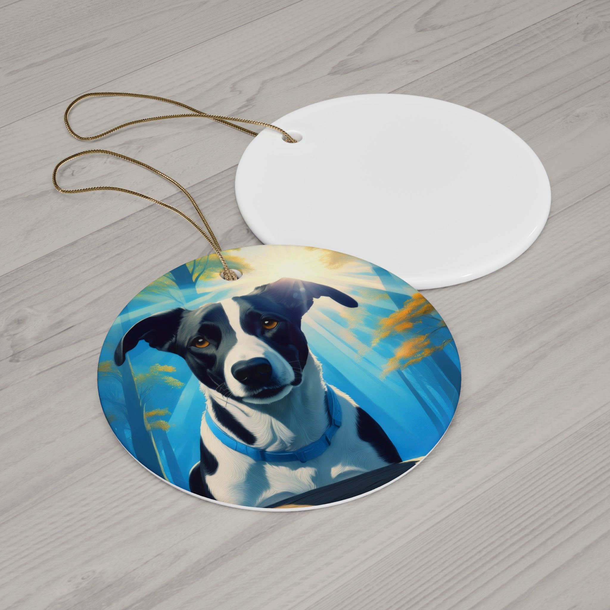 Coonhound forest Ceramic Ornament