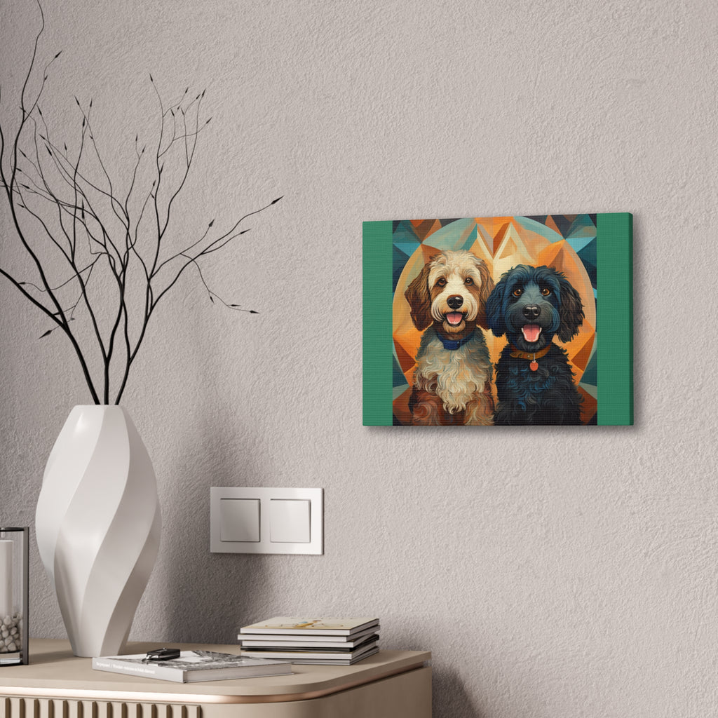 Doodles, Black & Tan Canvas Painting