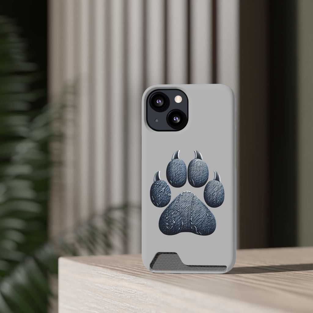 Denim Dog Paw Phone Case with Card Holder