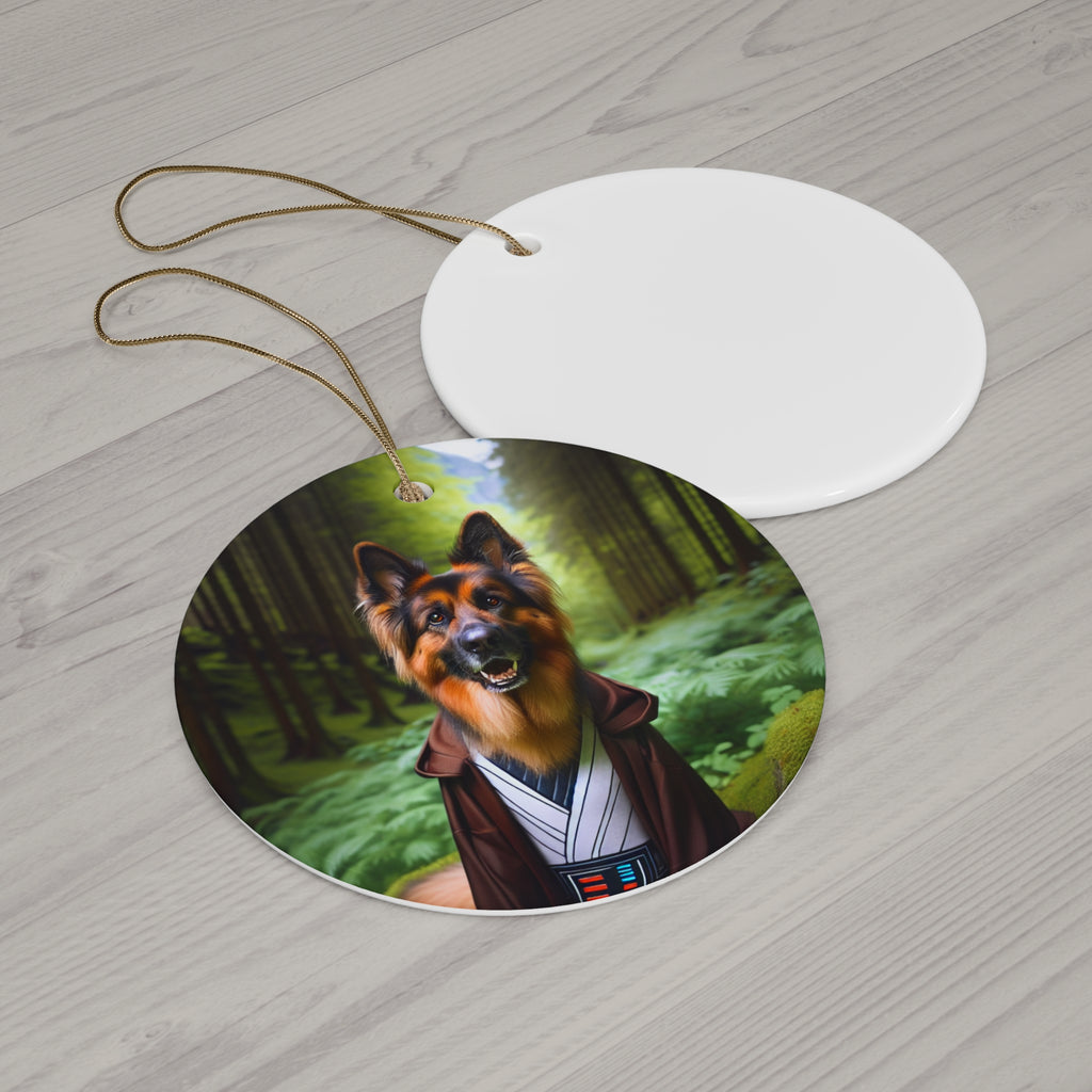 German Shepherd Forest Knight Ceramic Ornament