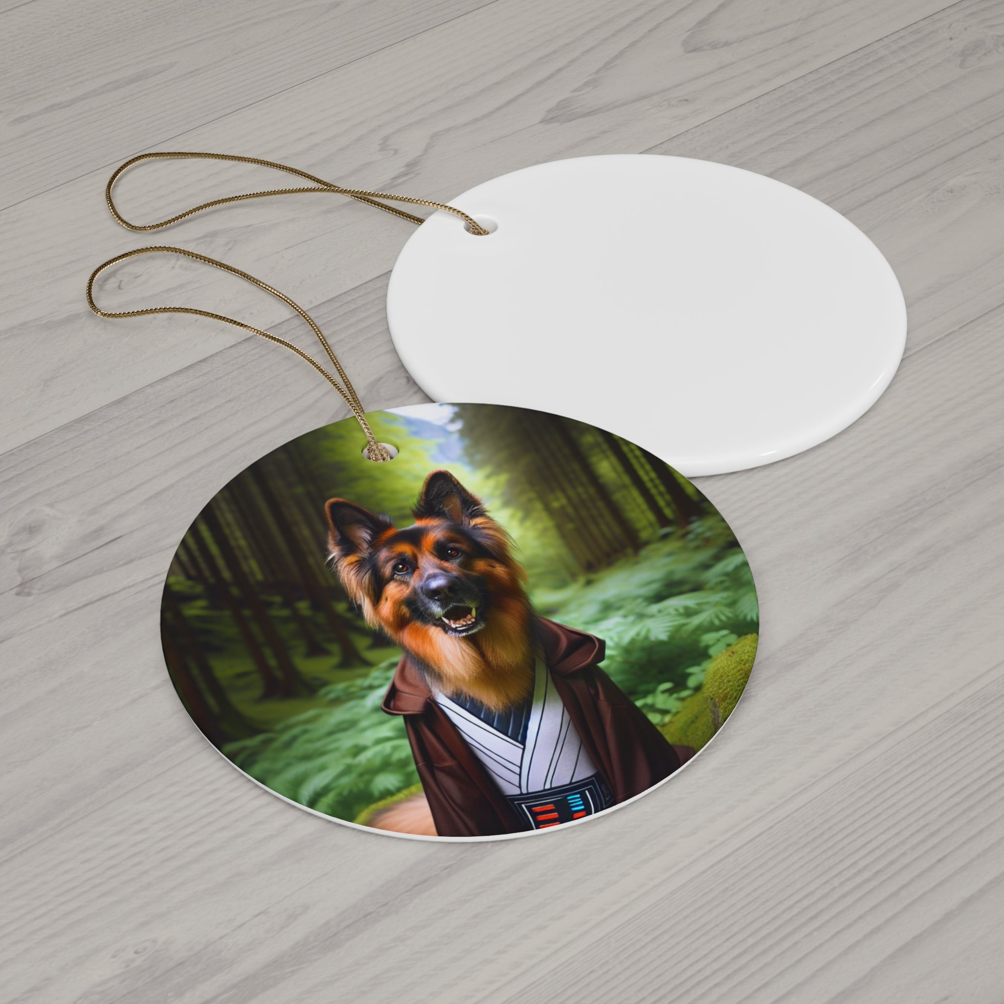 German Shepherd Forest Knight Ceramic Ornament