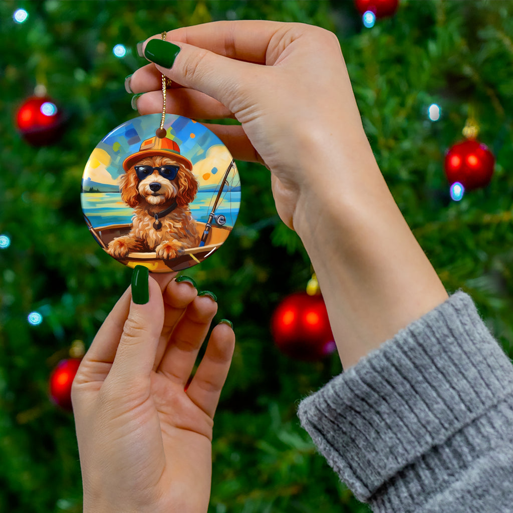 Doodle Fishing Ceramic Ornament