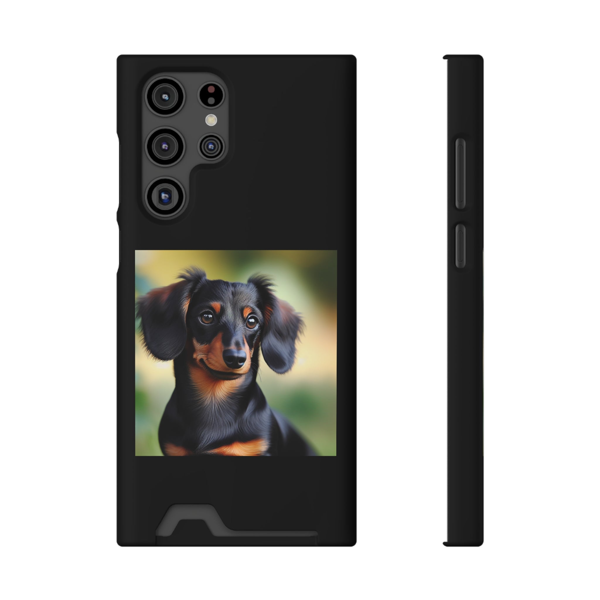 Dachshund Black and Brown Phone Case with Card Holder