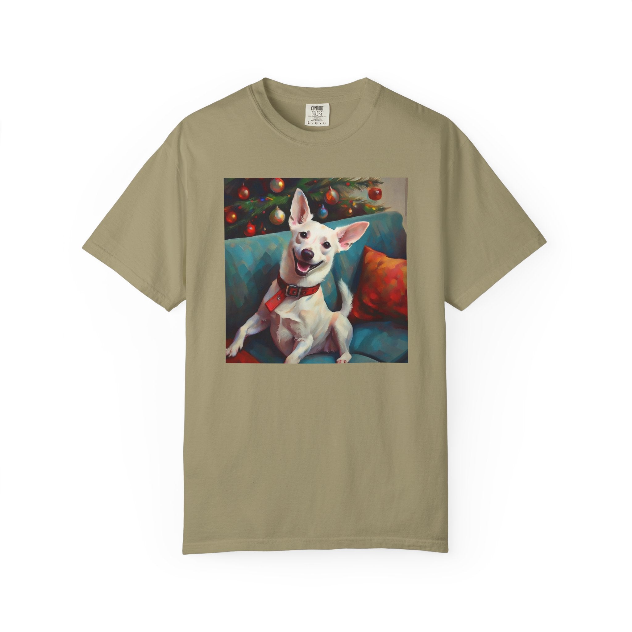 White Corgi Holiday II Unisex Garment-Dyed T-shirt