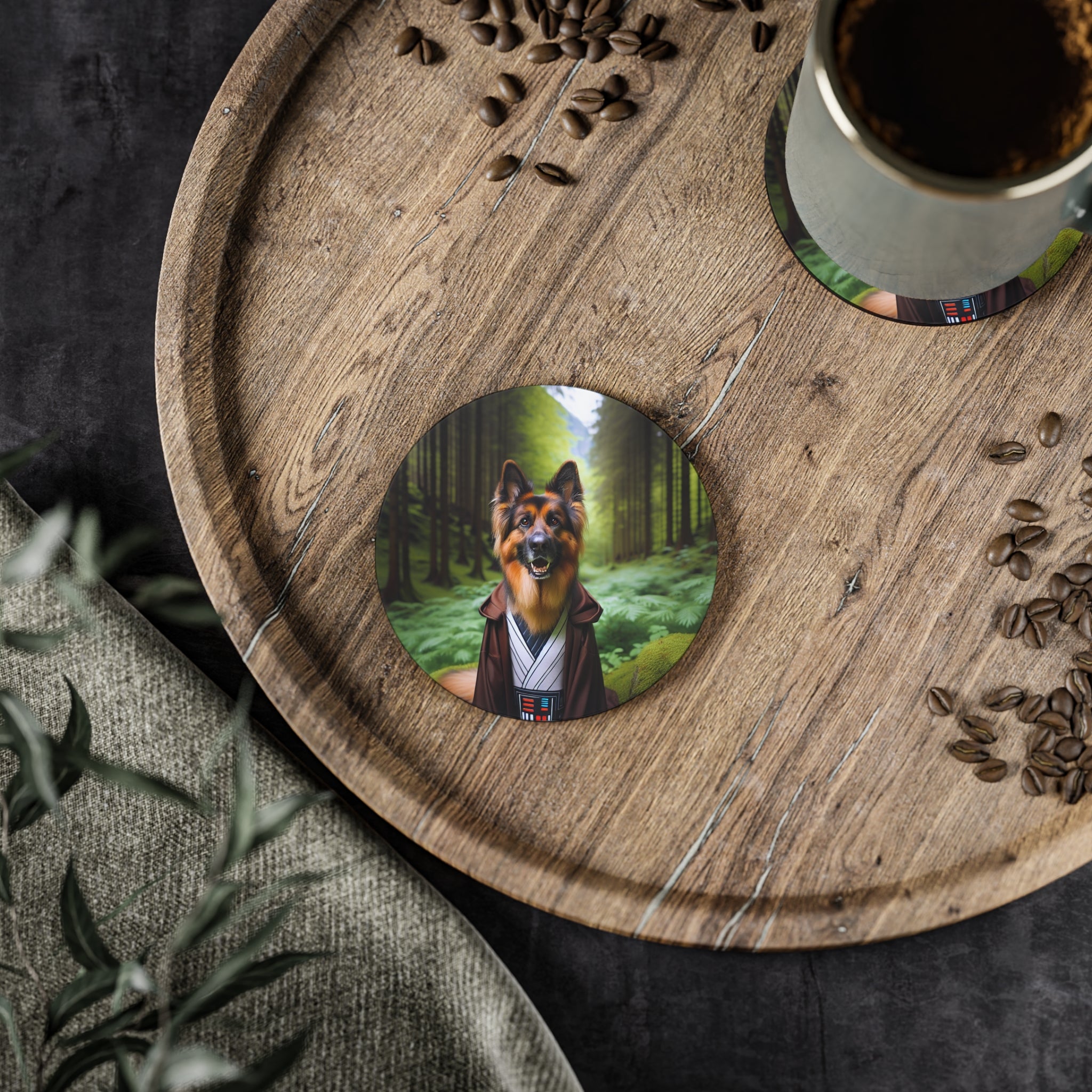 German Shepherd Forest Night Coasters
