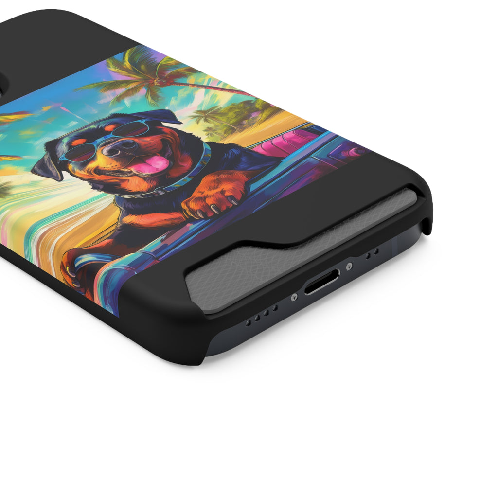 Rottweiler Beach Drive Phone Case with Card Holder