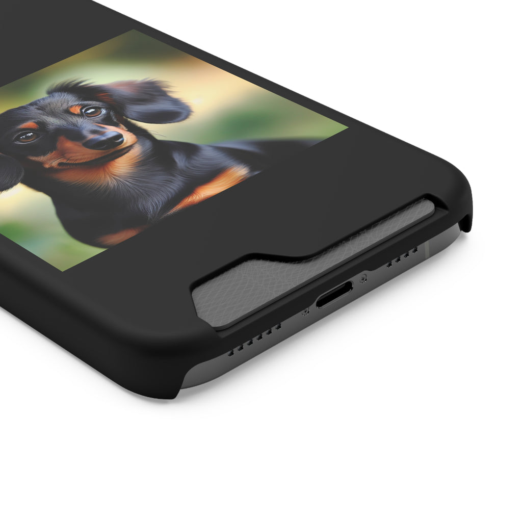 Dachshund Black and Brown Phone Case with Card Holder