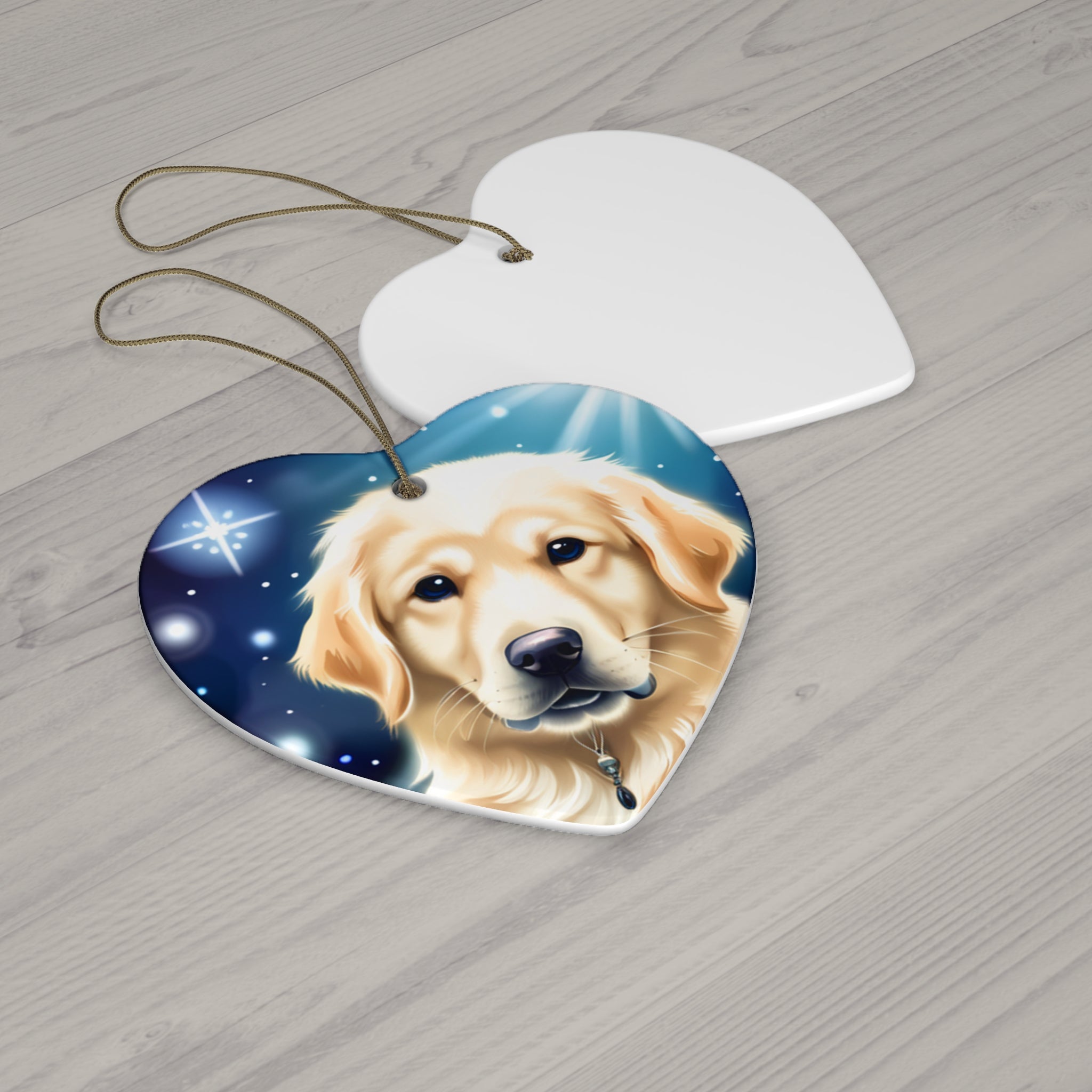 Golden Retriever Stary Night Ceramic Ornament