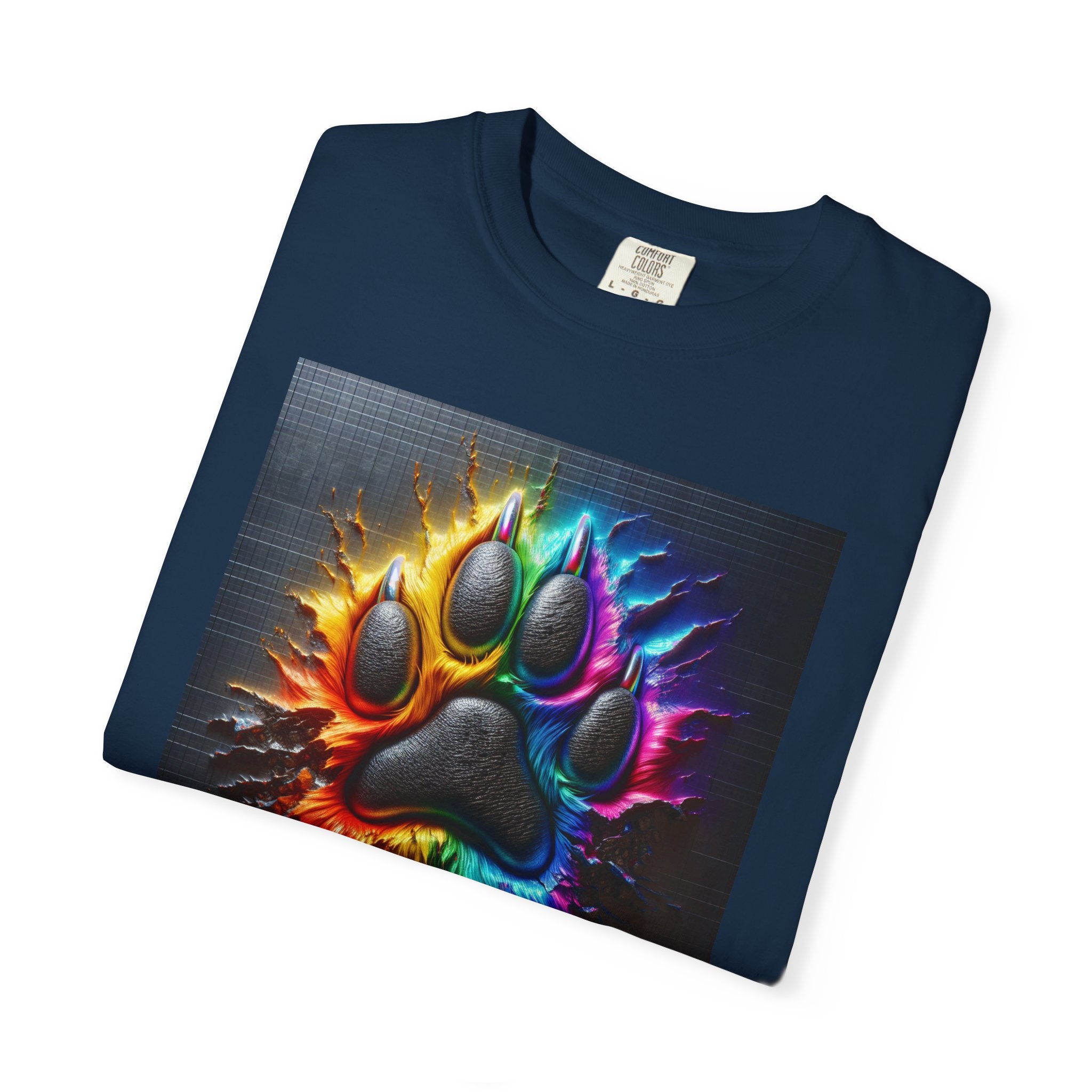 Electric Rainbow Dog Paw Unisex Garment-Dyed T-shirt