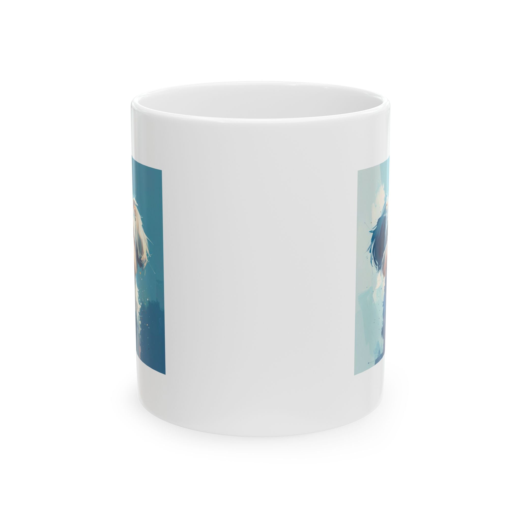 White Frost Yorkie Ceramic Mug, (11oz, 15oz)