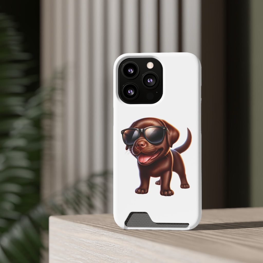 Chocolate Lab with Sunglasses Phone Case with Card Holder