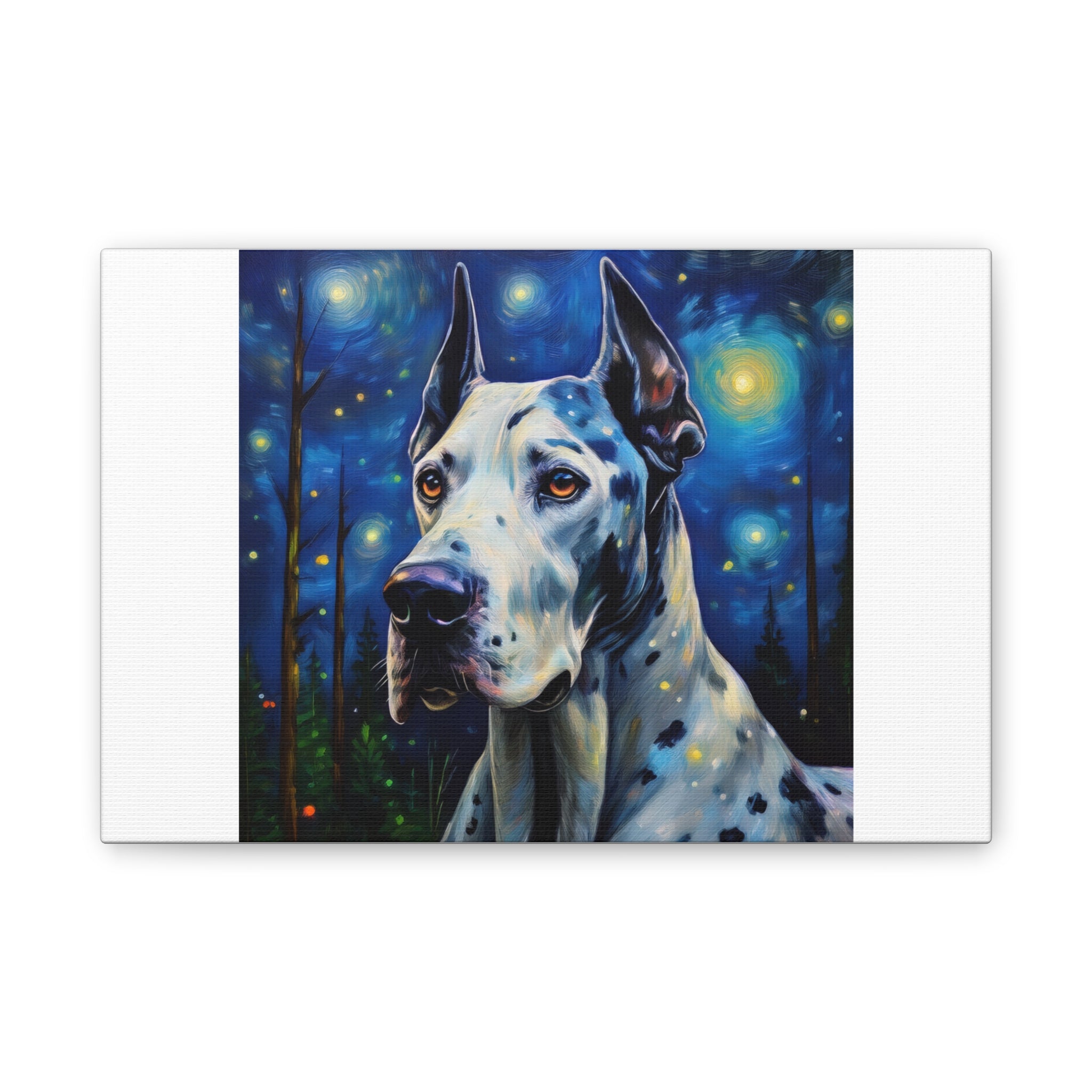 Great Dane Stary Night Canvas Stretched, 0.75"