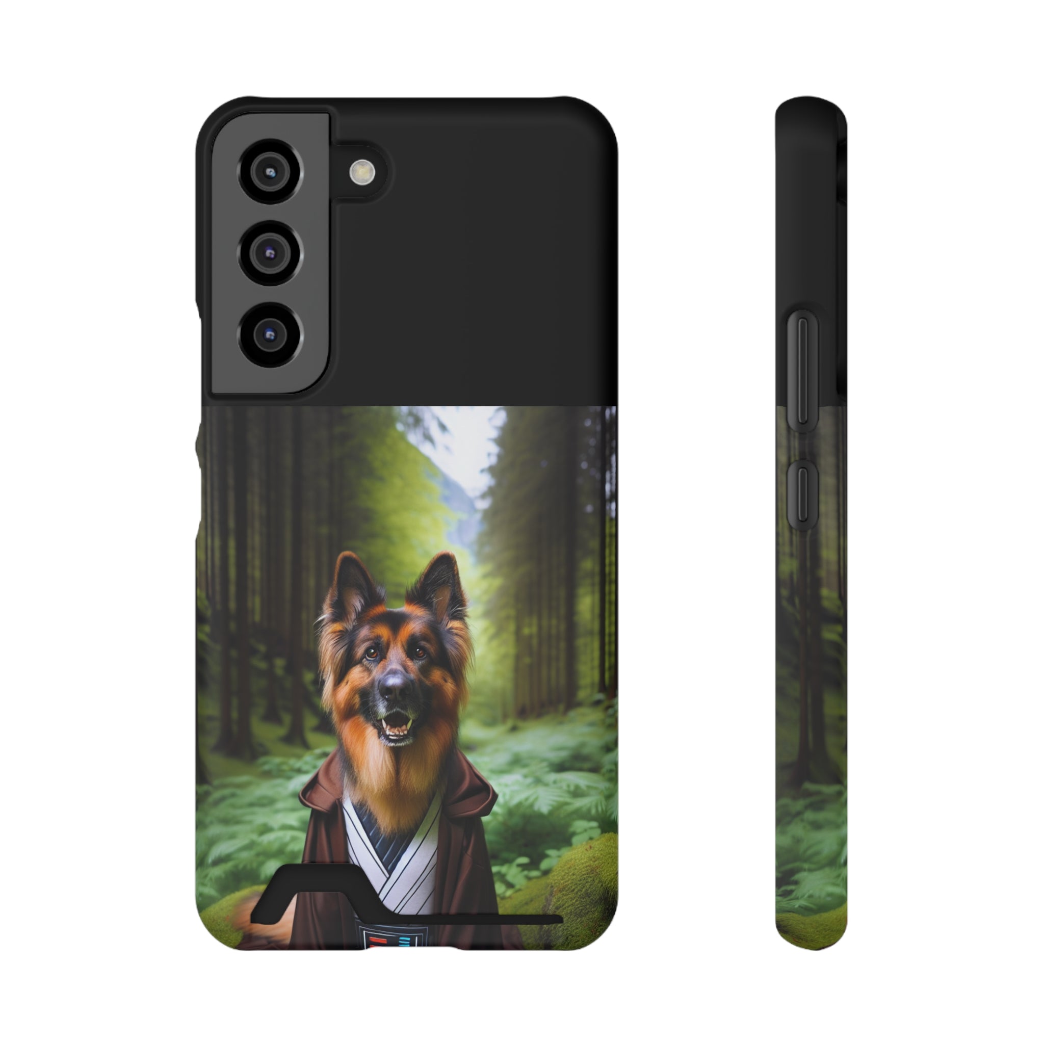German Shepherd Forest Night Phone Case with Card Holder