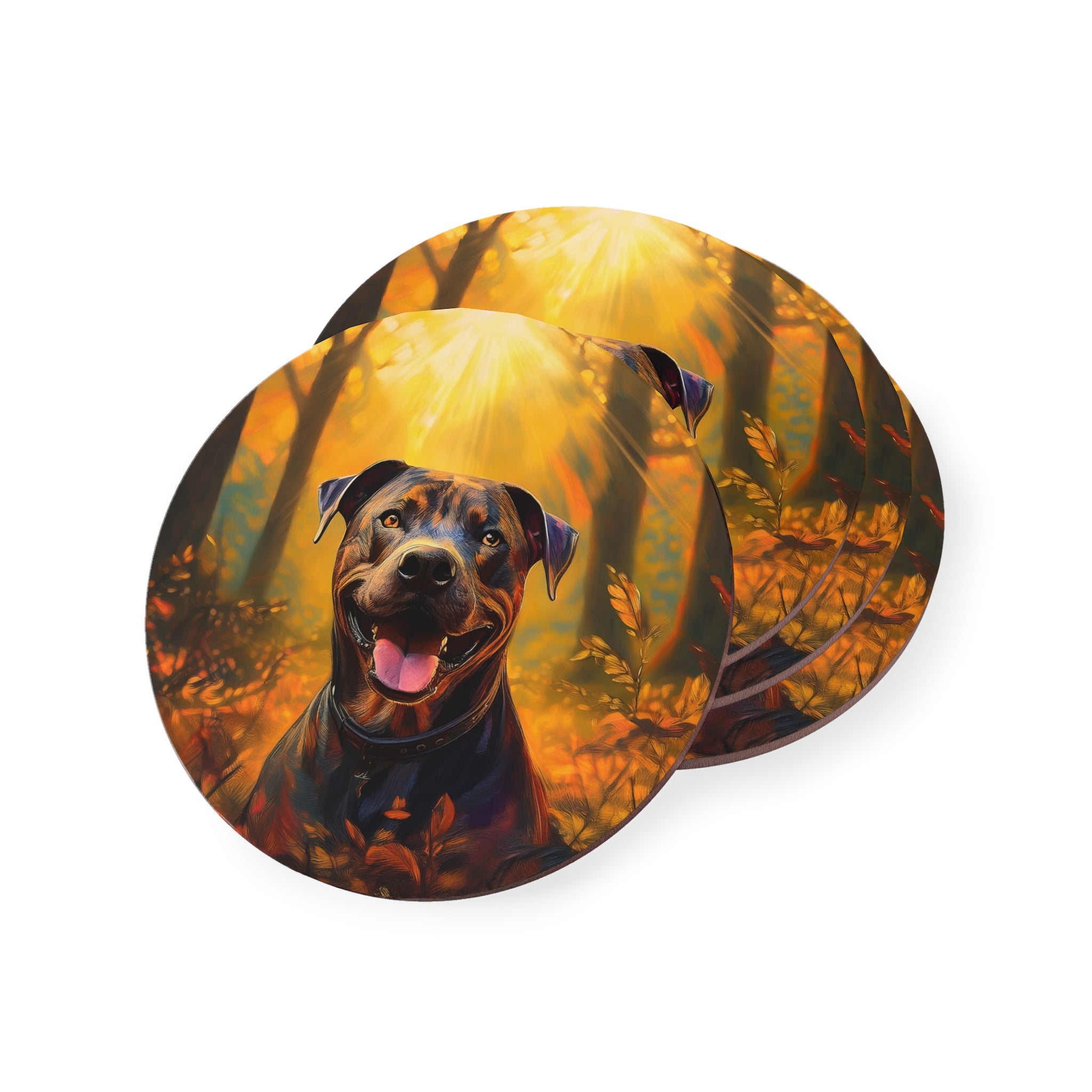 Pit Bull Brindle Autumn Coasters