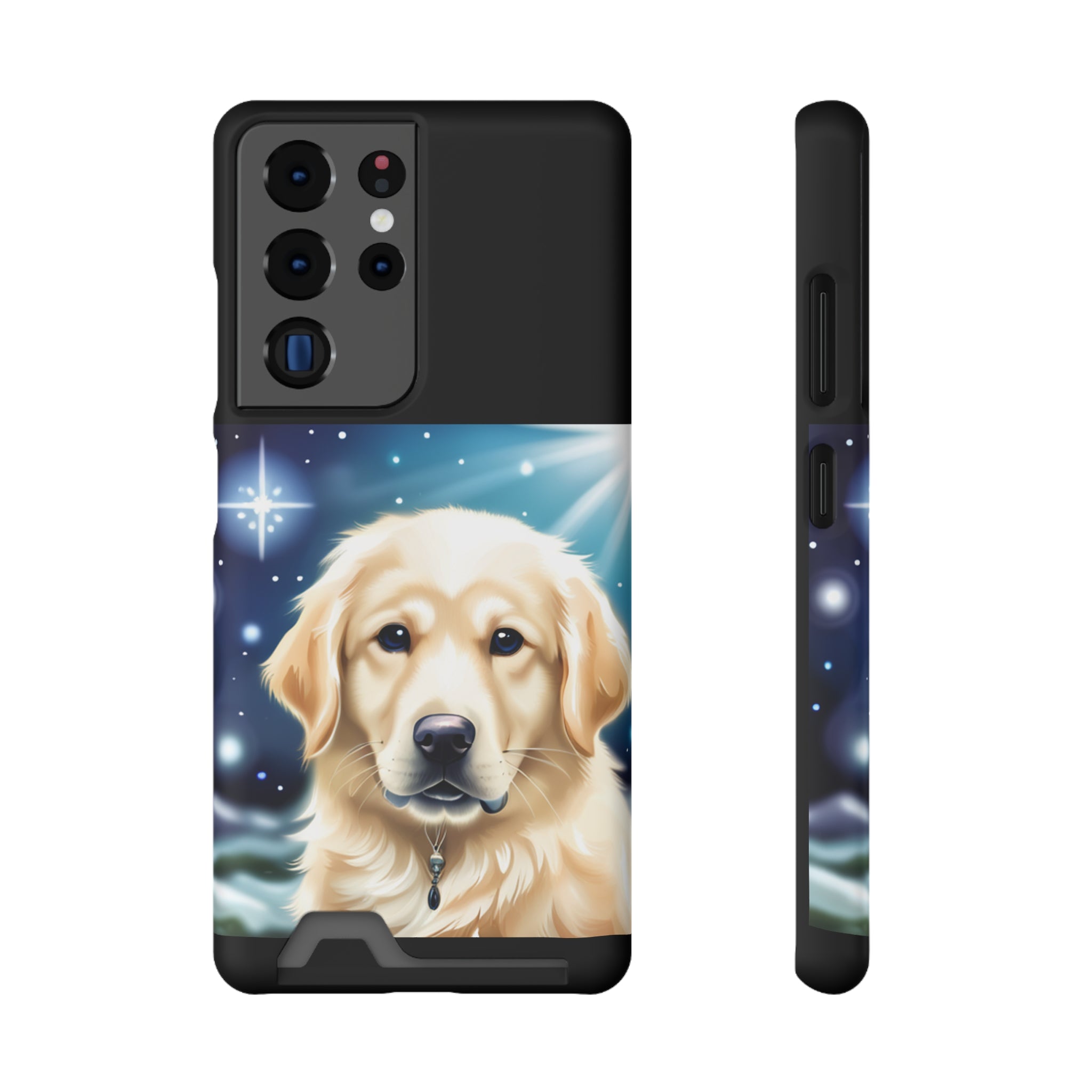Golden Retriever Stary Night Phone Case with Card Holder
