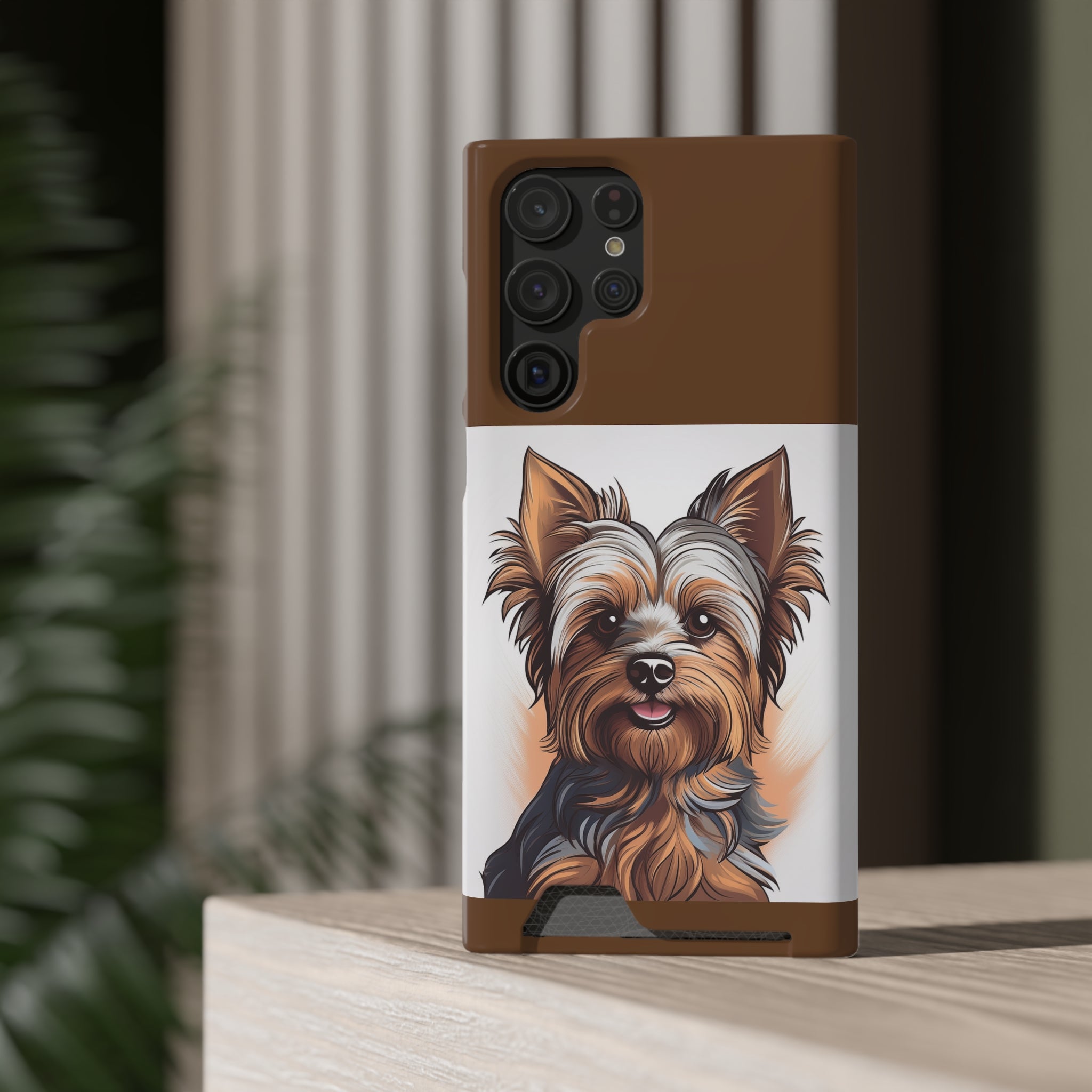 Yorkie Phone Case with Card Holder
