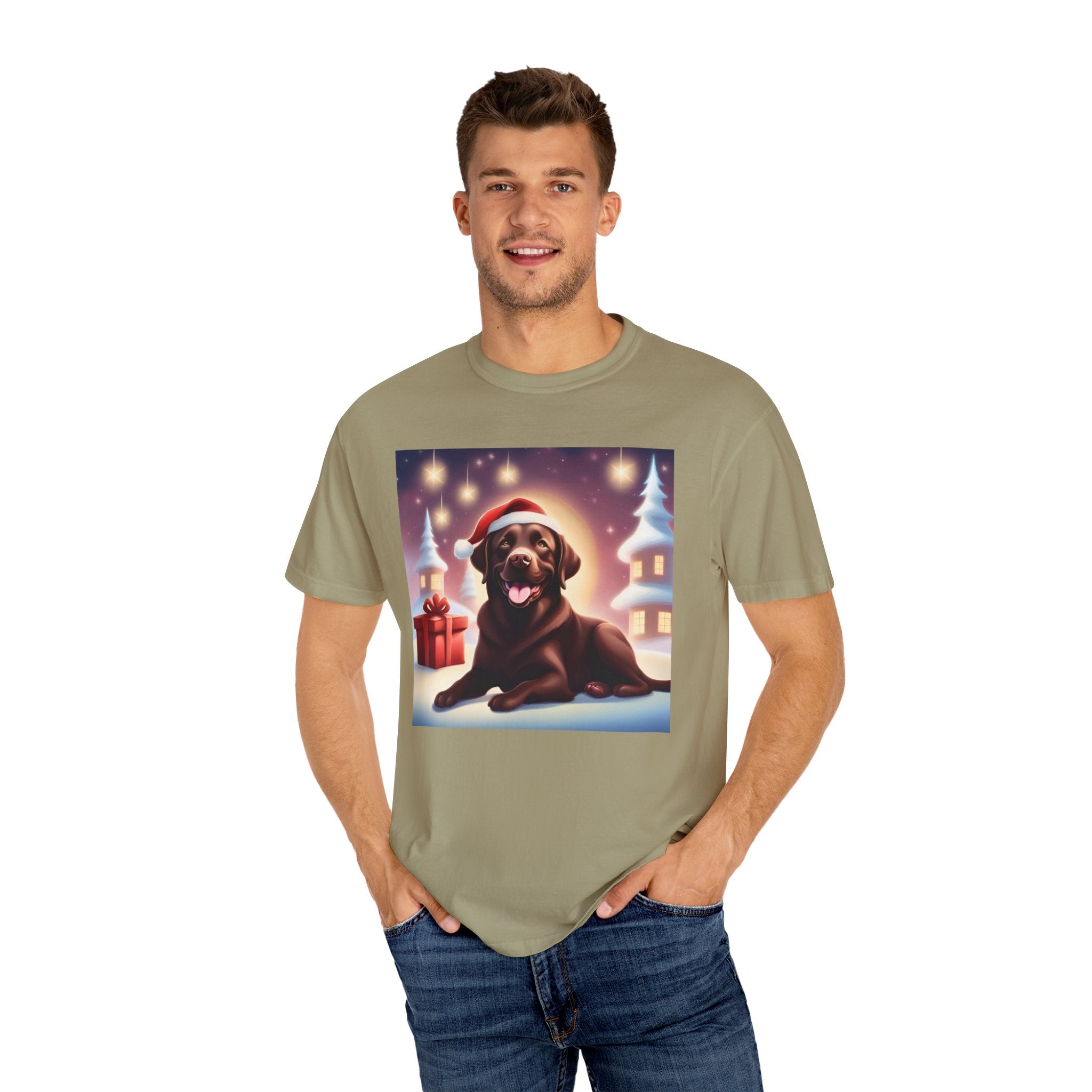 Chocolate Lab Holiday Unisex Garment-Dyed T-shirt