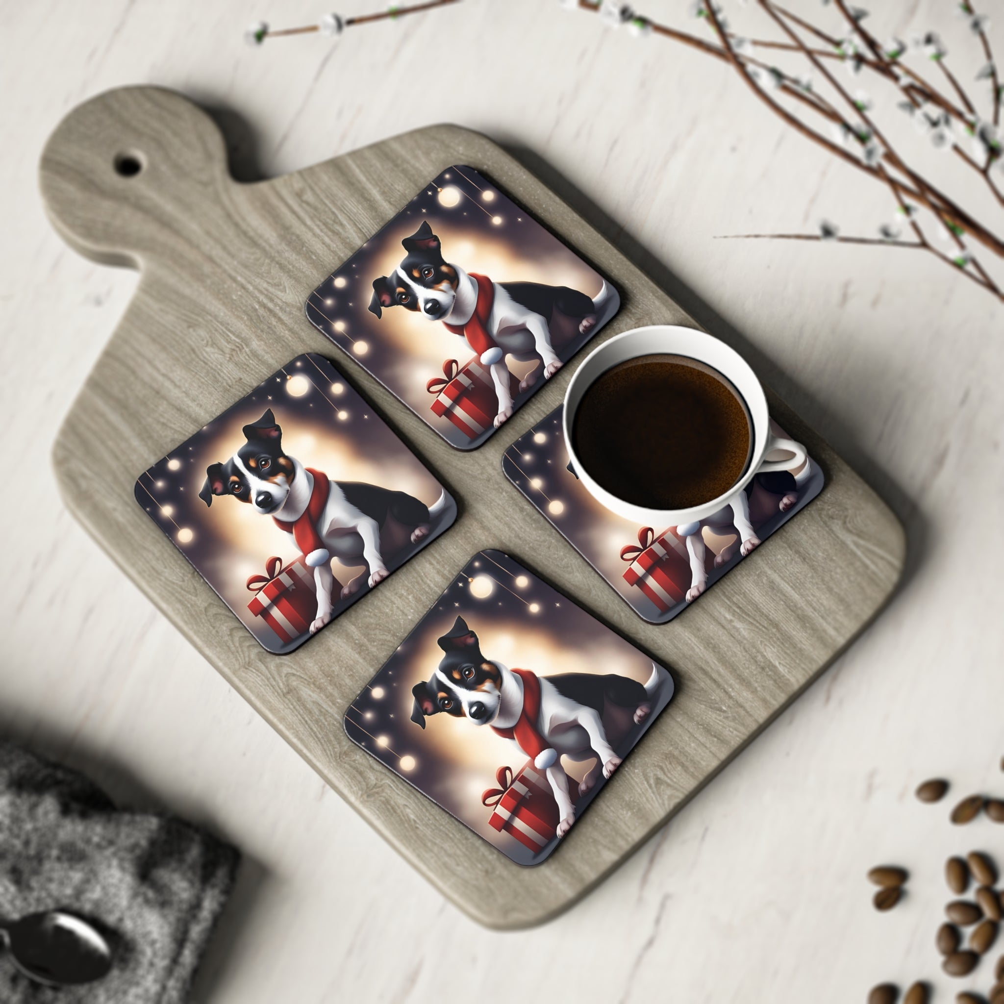 Jack Russel Holiday Coasters
