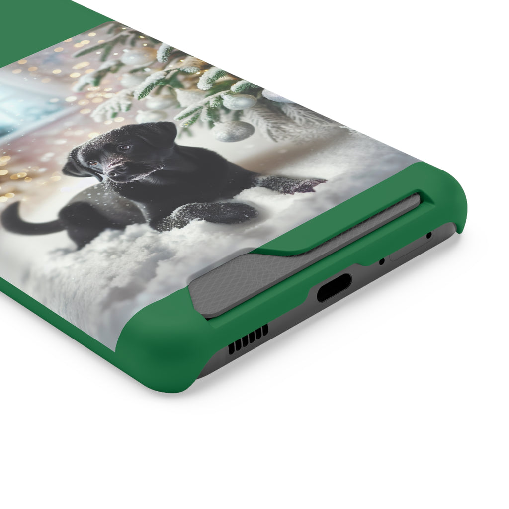 Black Lab Holiday Phone Case with Card Holder