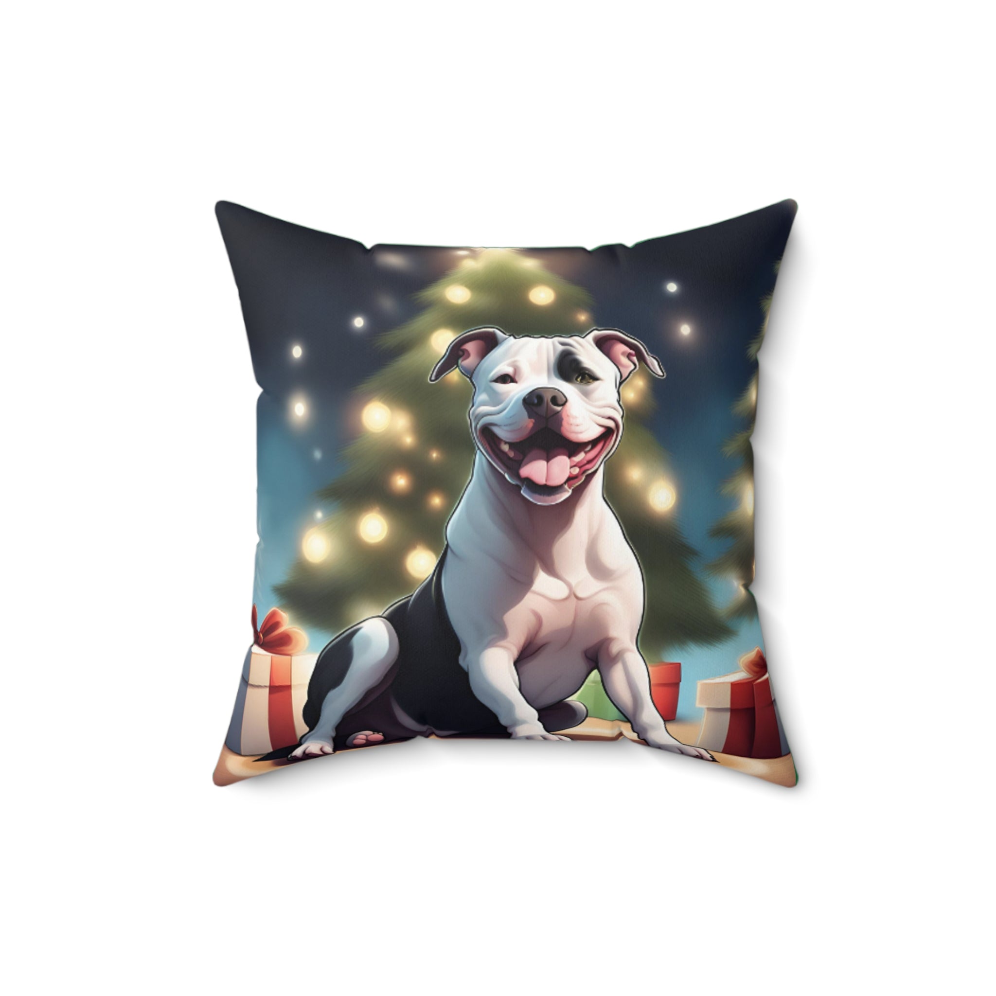Pit Bull Holiday Polyester Square Pillow