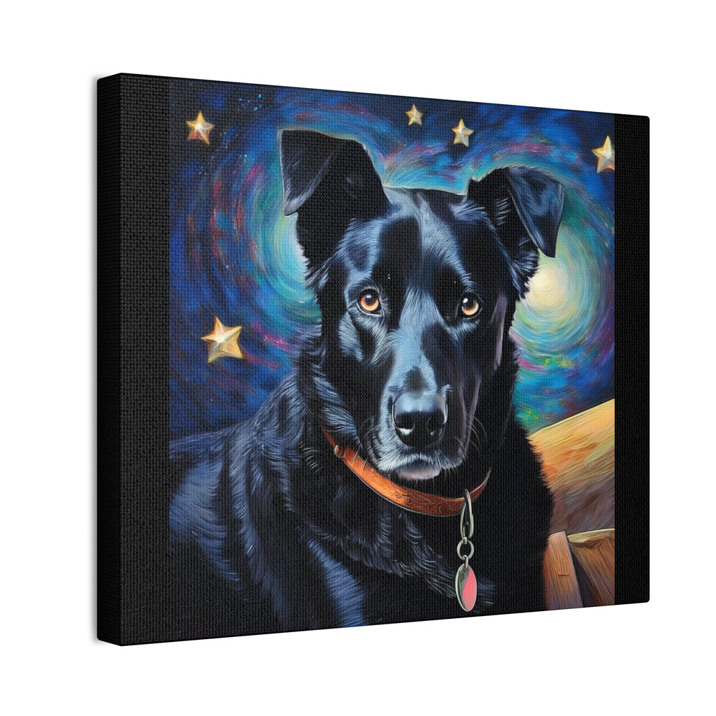 Black Shepherd Lab Stary Night Cavas Painting