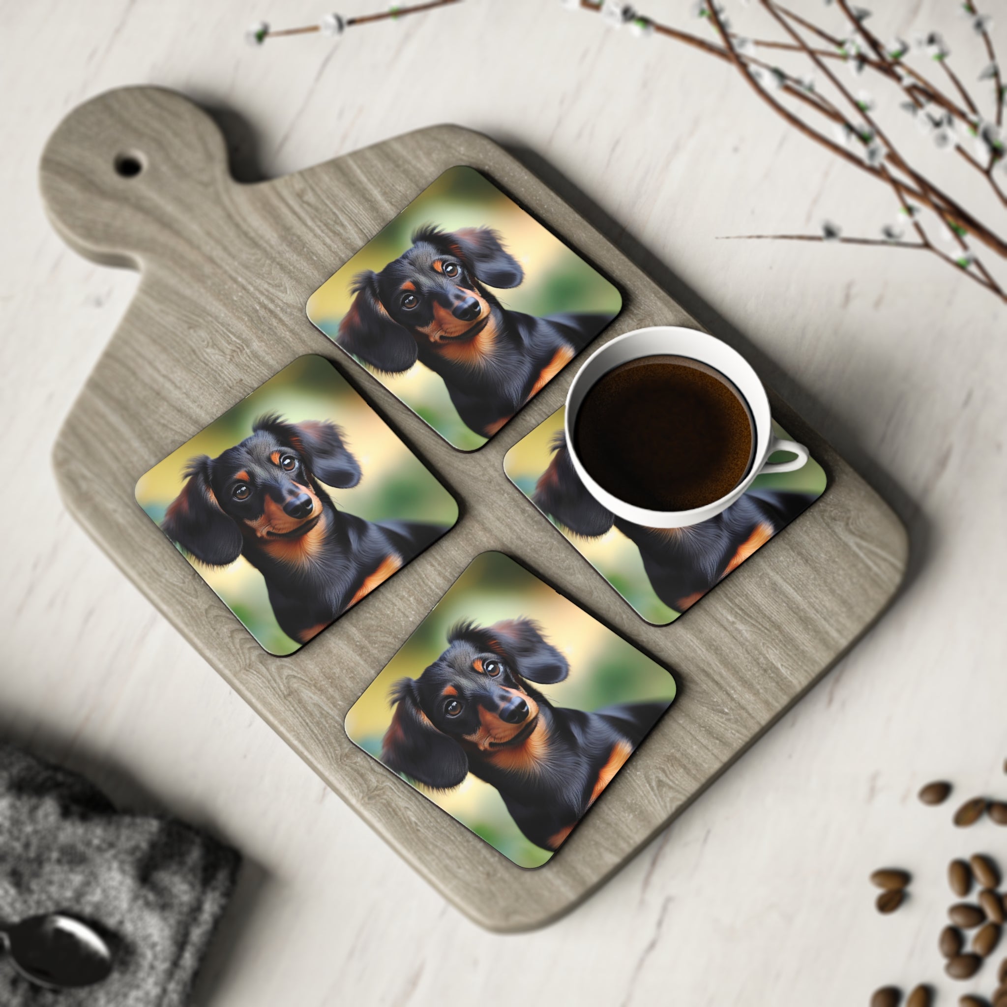 Black/Brown Dachshund Coonhound Coasters