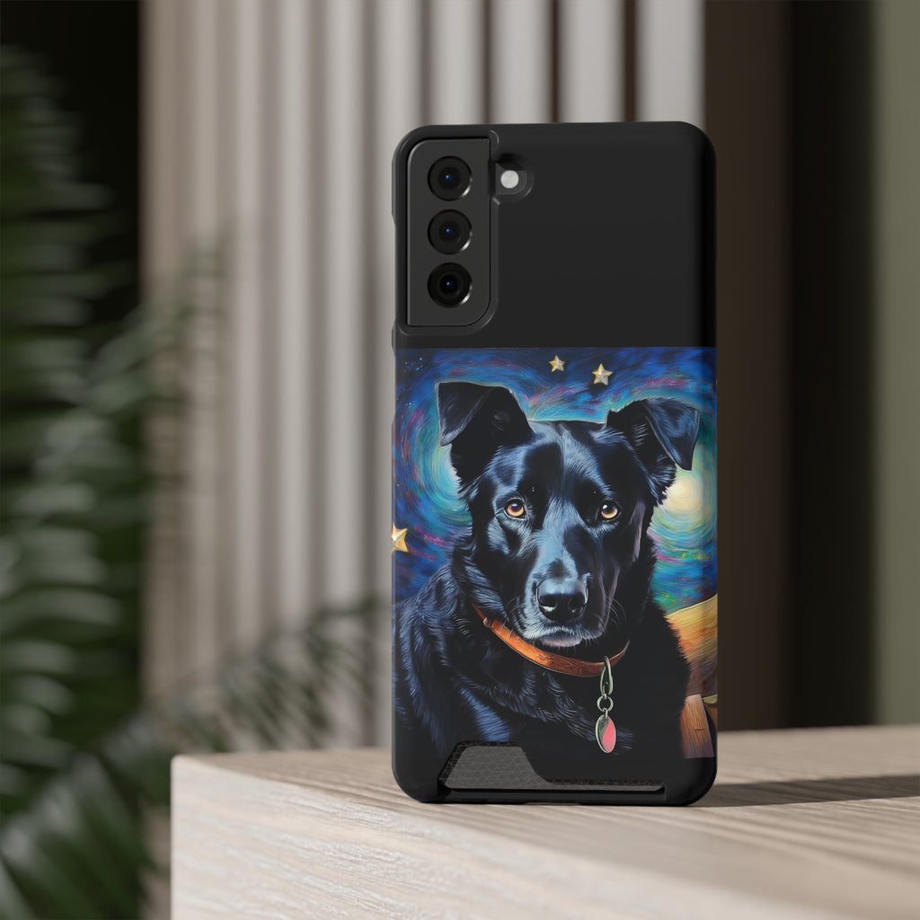 Black Shepherd Lab Stary Night Phone Case with Card Holder