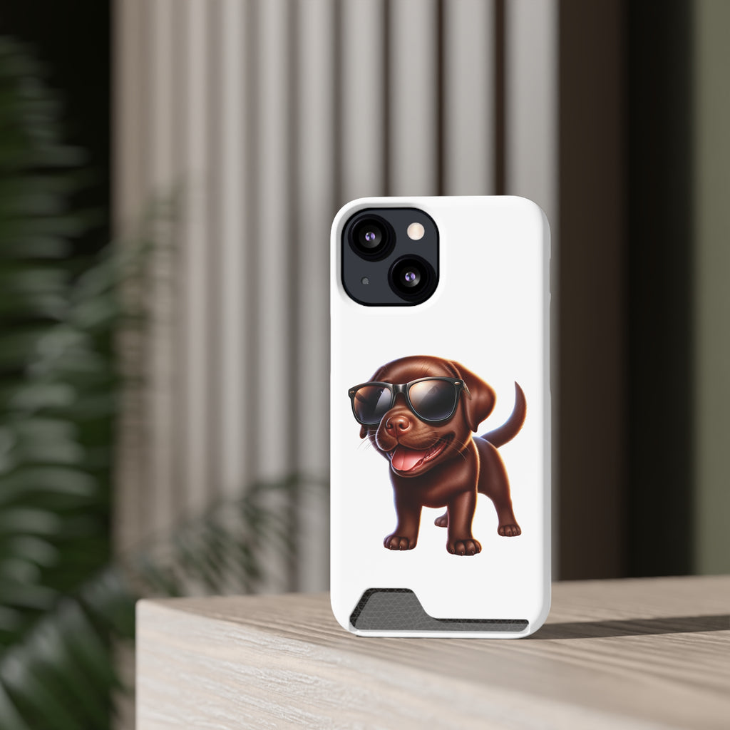 Chocolate Lab with Sunglasses Phone Case with Card Holder