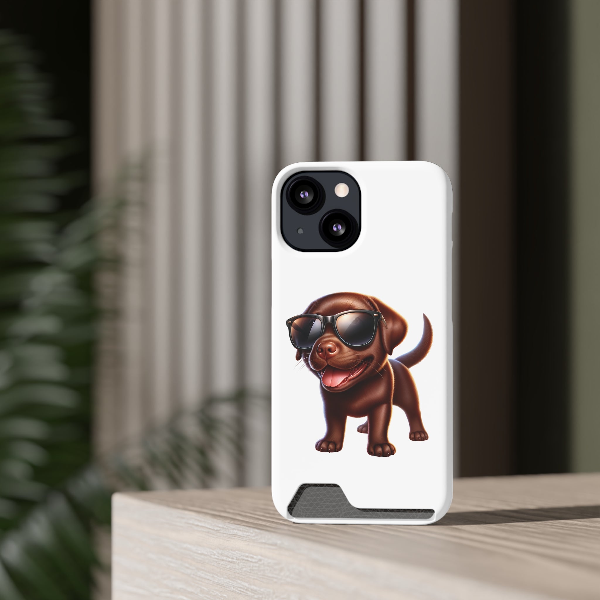 Chocolate Lab with Sunglasses Phone Case with Card Holder