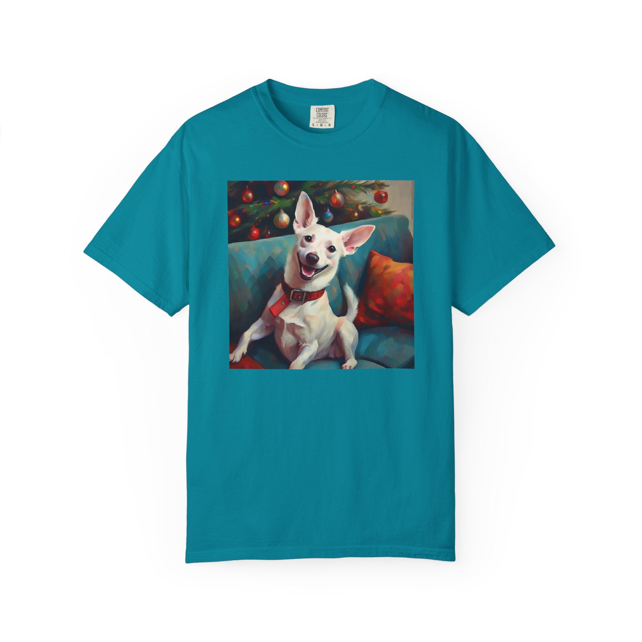 White Corgi Holiday II Unisex Garment-Dyed T-shirt