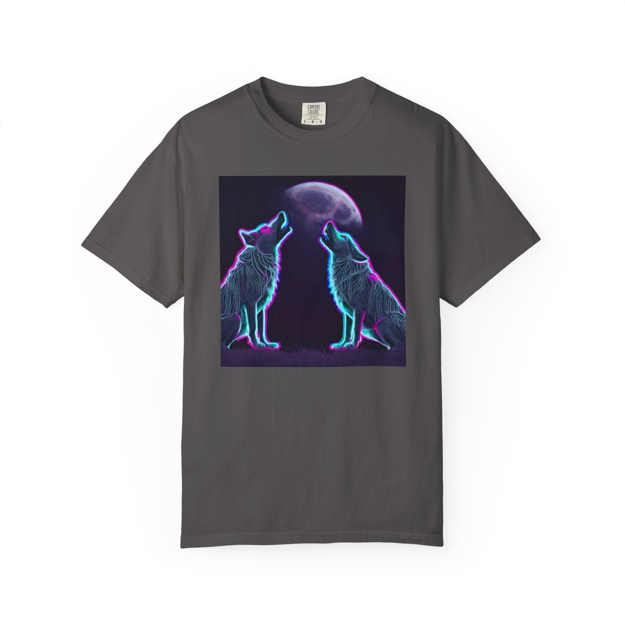 Neon Wolves Howling Unisex Garment-Dyed T-shirt