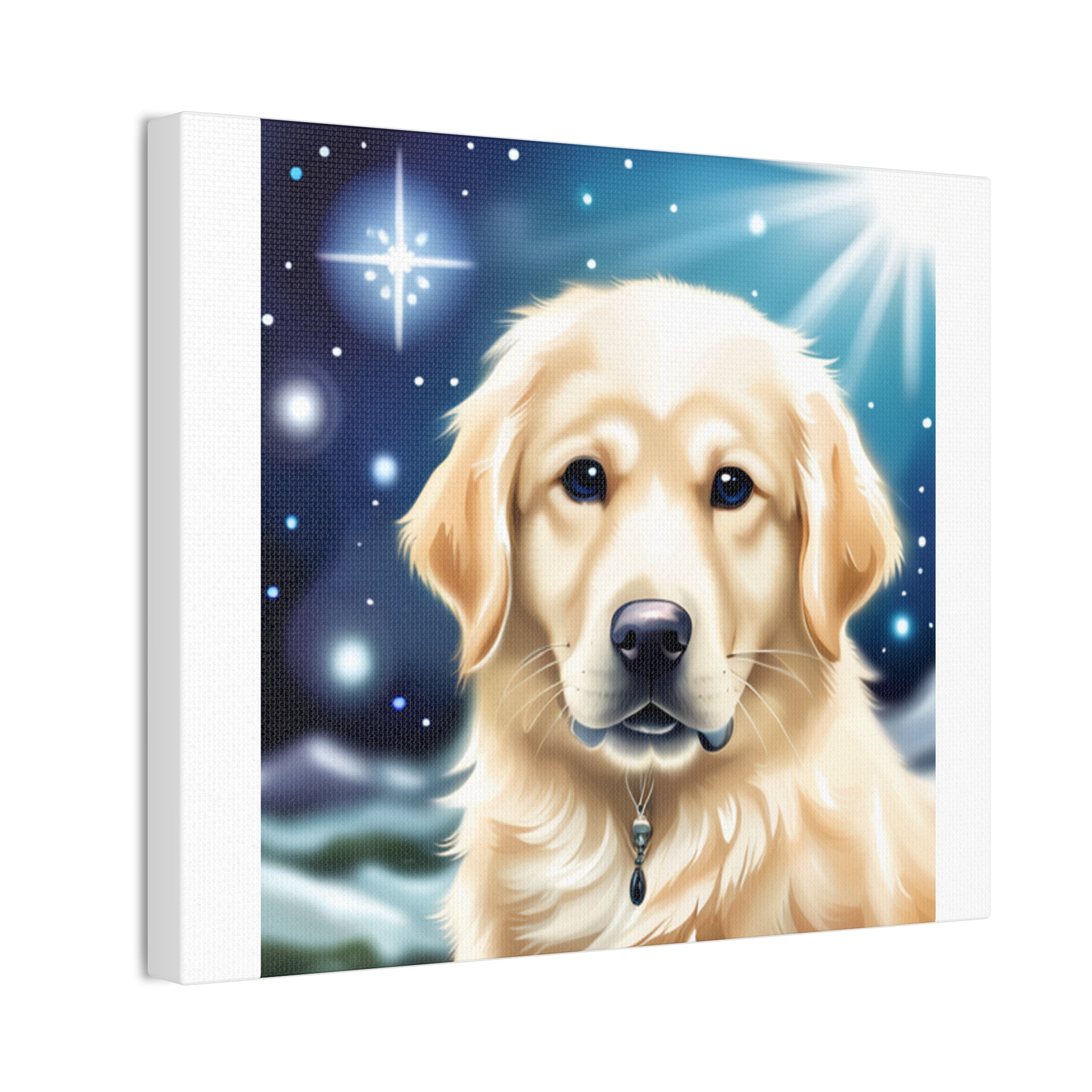 Golden Retriever Stary Night Canvas Stretched, 0.75"