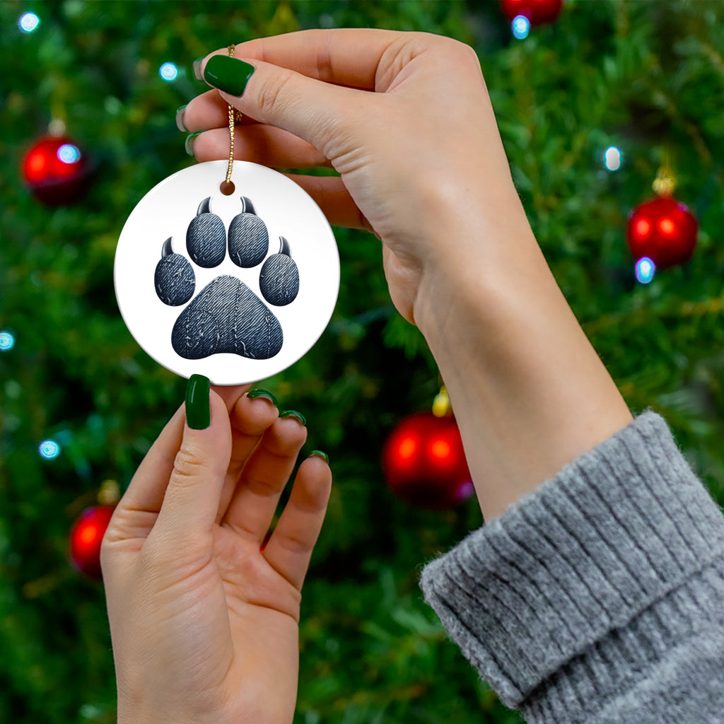 Denim Paw Ceramic Ornament