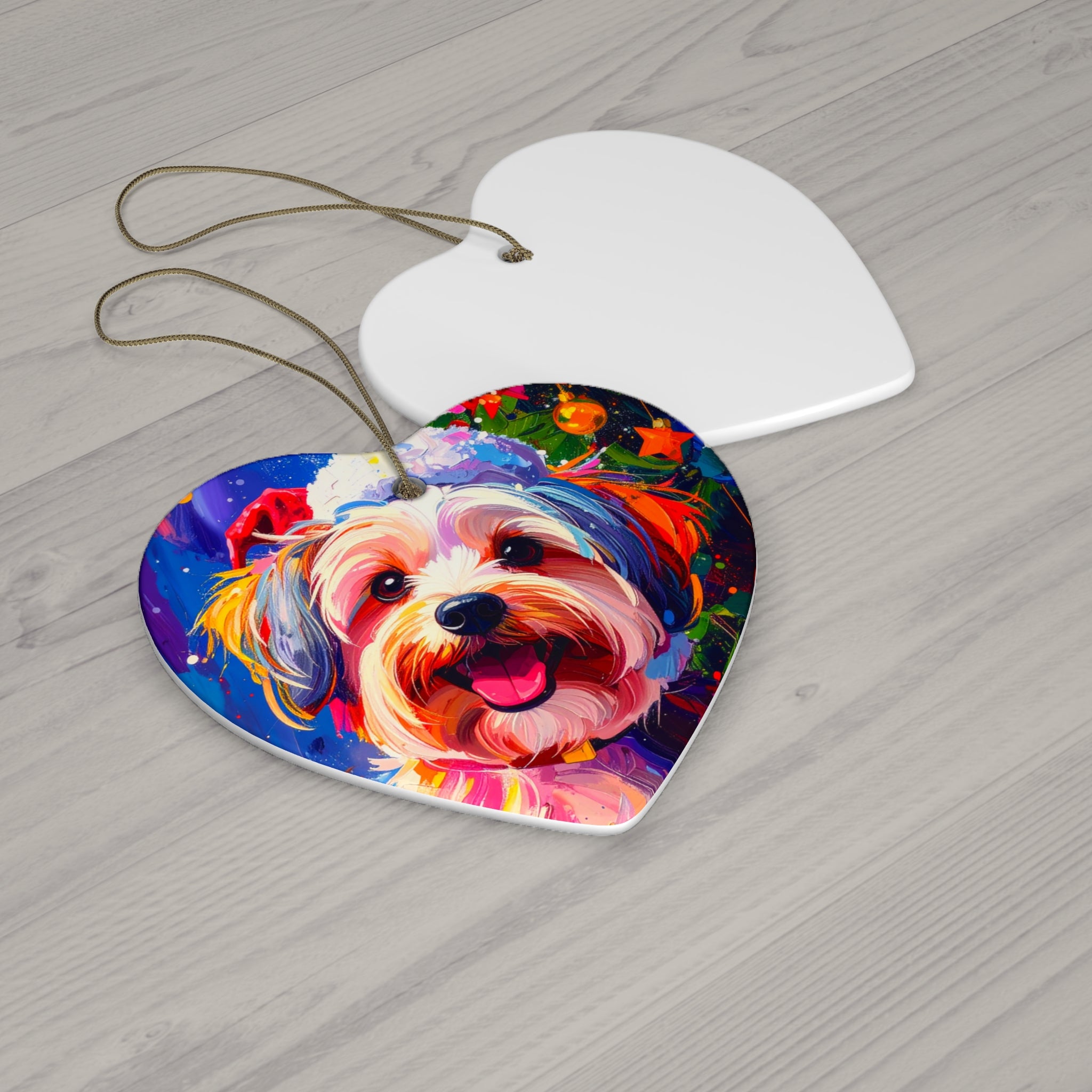 Yorkie Holiday II Ceramic Ornament