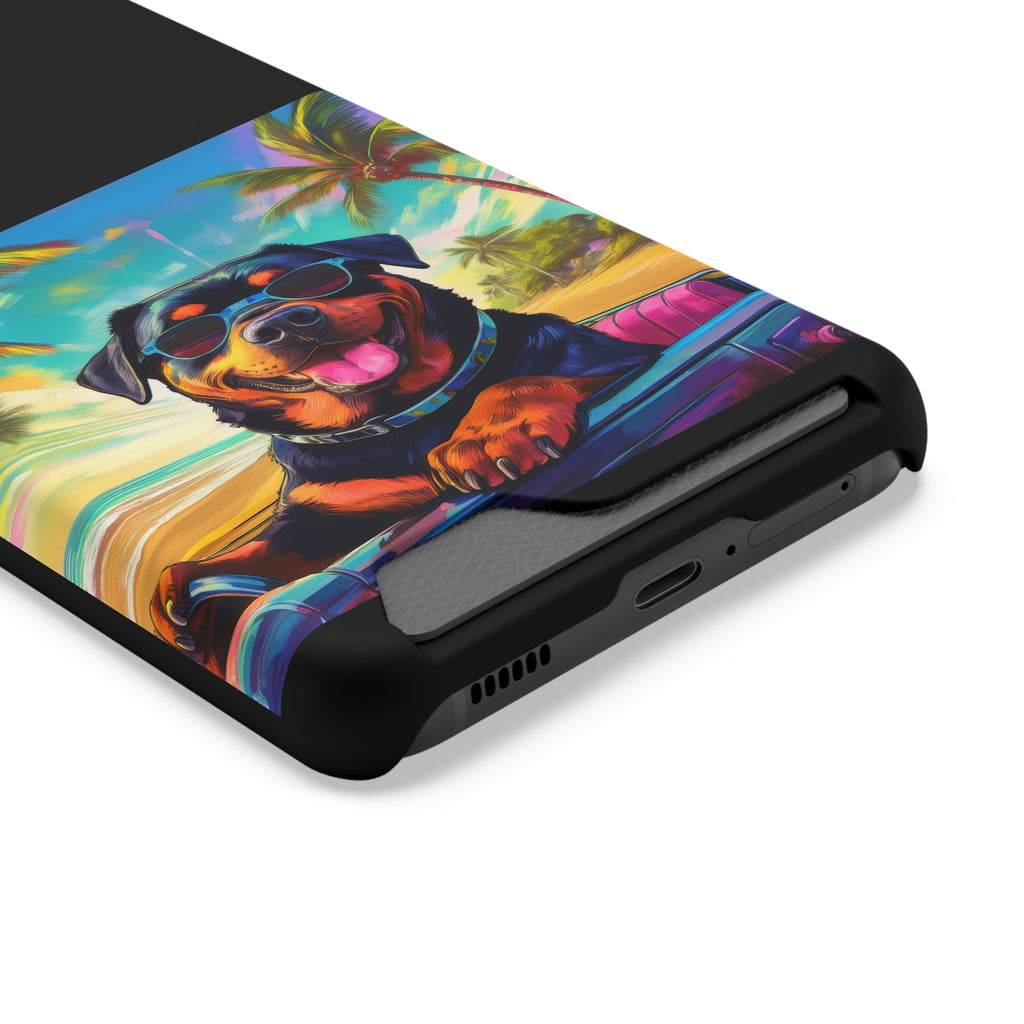 Rottweiler Beach Drive Phone Case with Card Holder