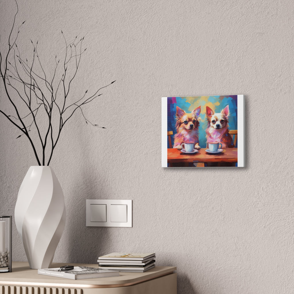 Cafe con Chihuahua Canvas Stretched, 0.75"